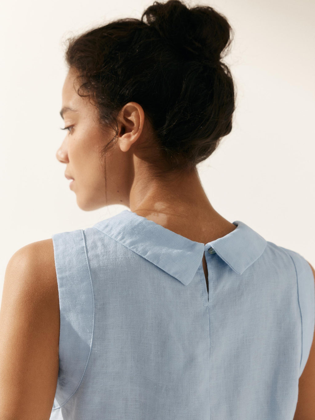 LINTICO 100% Linen Draped Collar Tank Top JACQUELINE — detail shot 6
