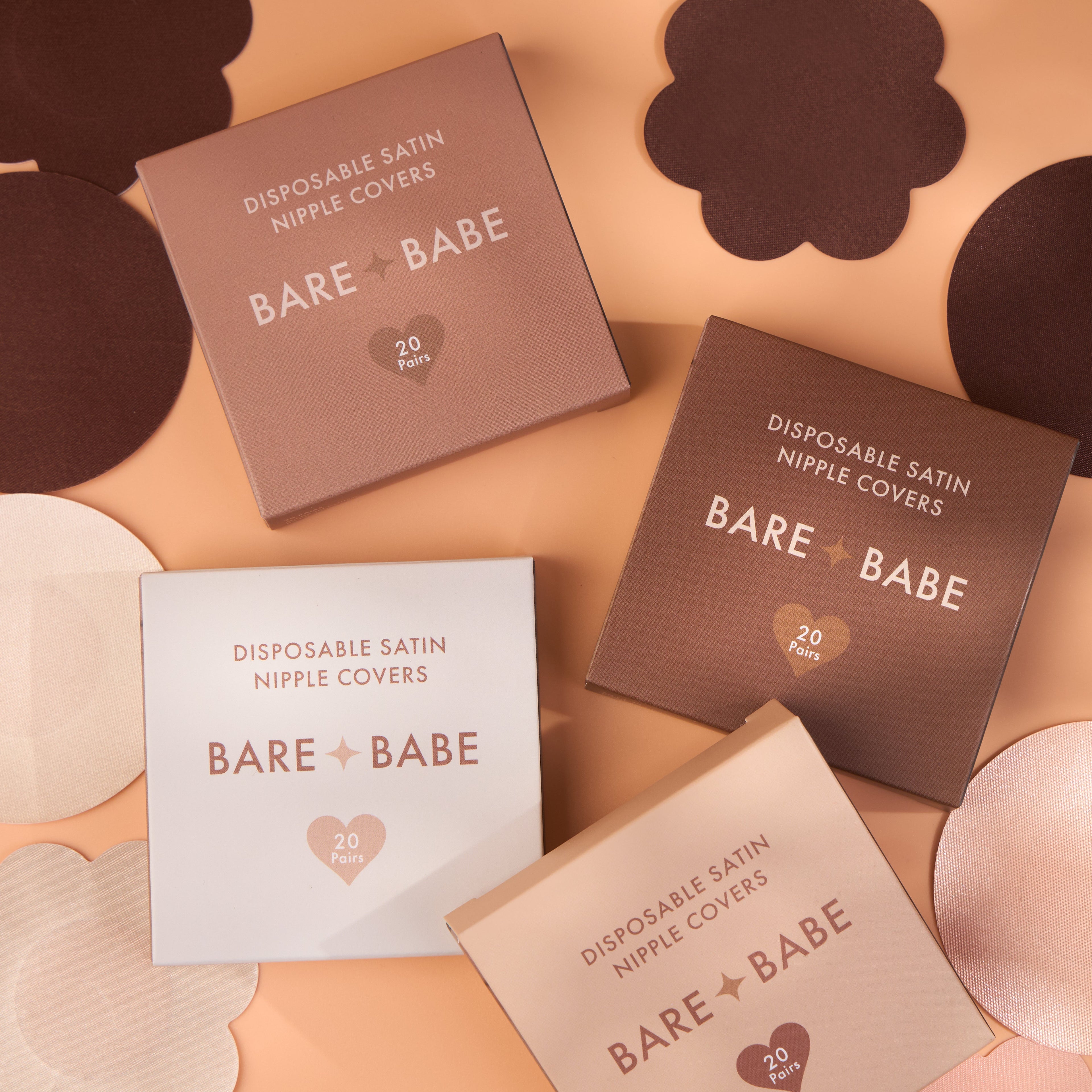 Bare Babe Satin Nipple Pasties - 40 Pack — packaging or label