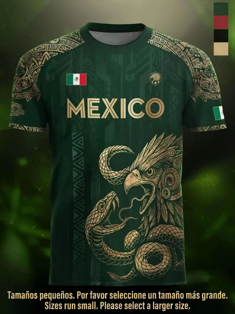 Mexico Aztec Eagle Heritage Soccer Jersey – All Over Print Men's Football Shirt, Mexican Pride Fan Apparel