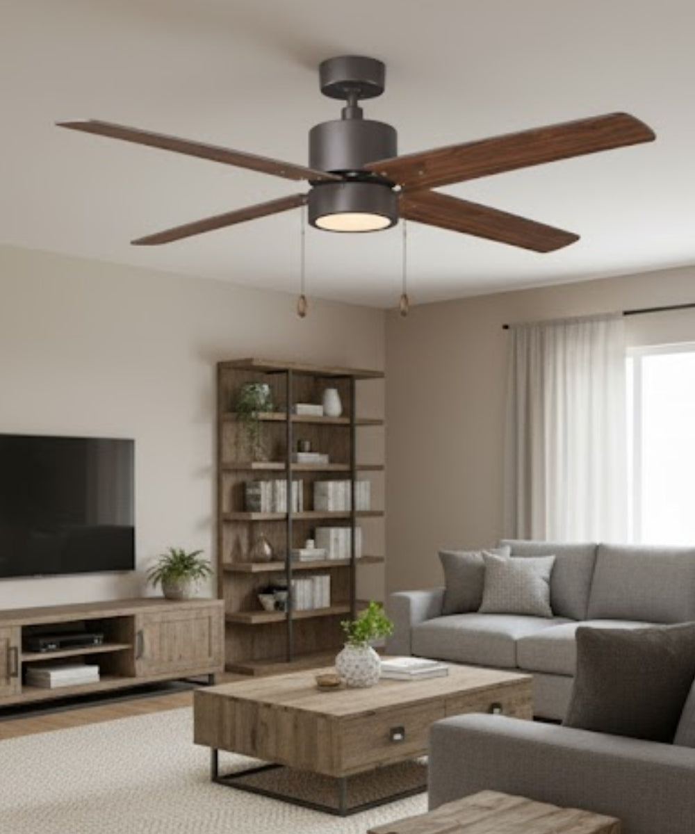 52" Aldea 4-Blade Ceiling Fan Oil Rubbed Bronze Motor Finish and Walnut Blade Finish with Integrated LED Light – LampsUSA, vi