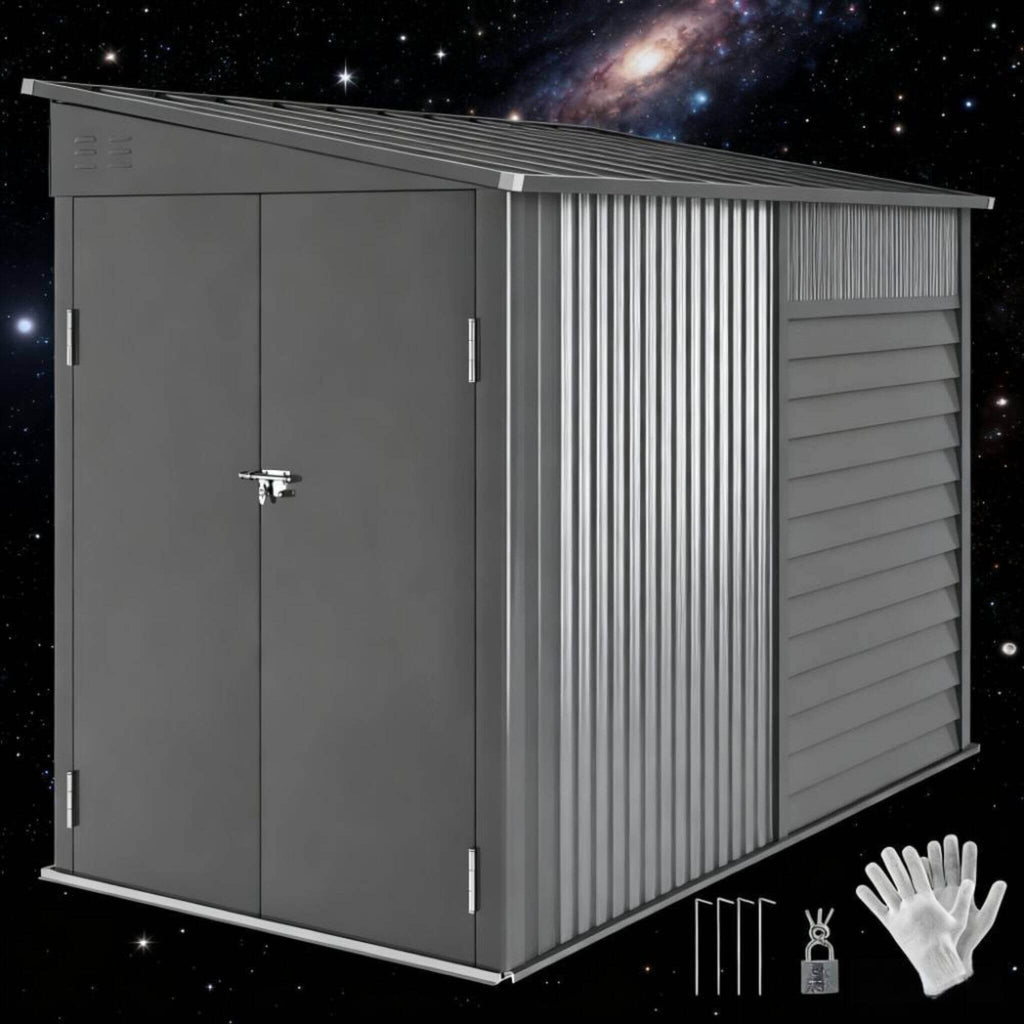 [05X09FT] Alora Heavy-Duty Outdoor Galvanized Steel Storage Shed With Lockable Doors (SAK80637) – SAKSBY WHOLESALE, view 7
