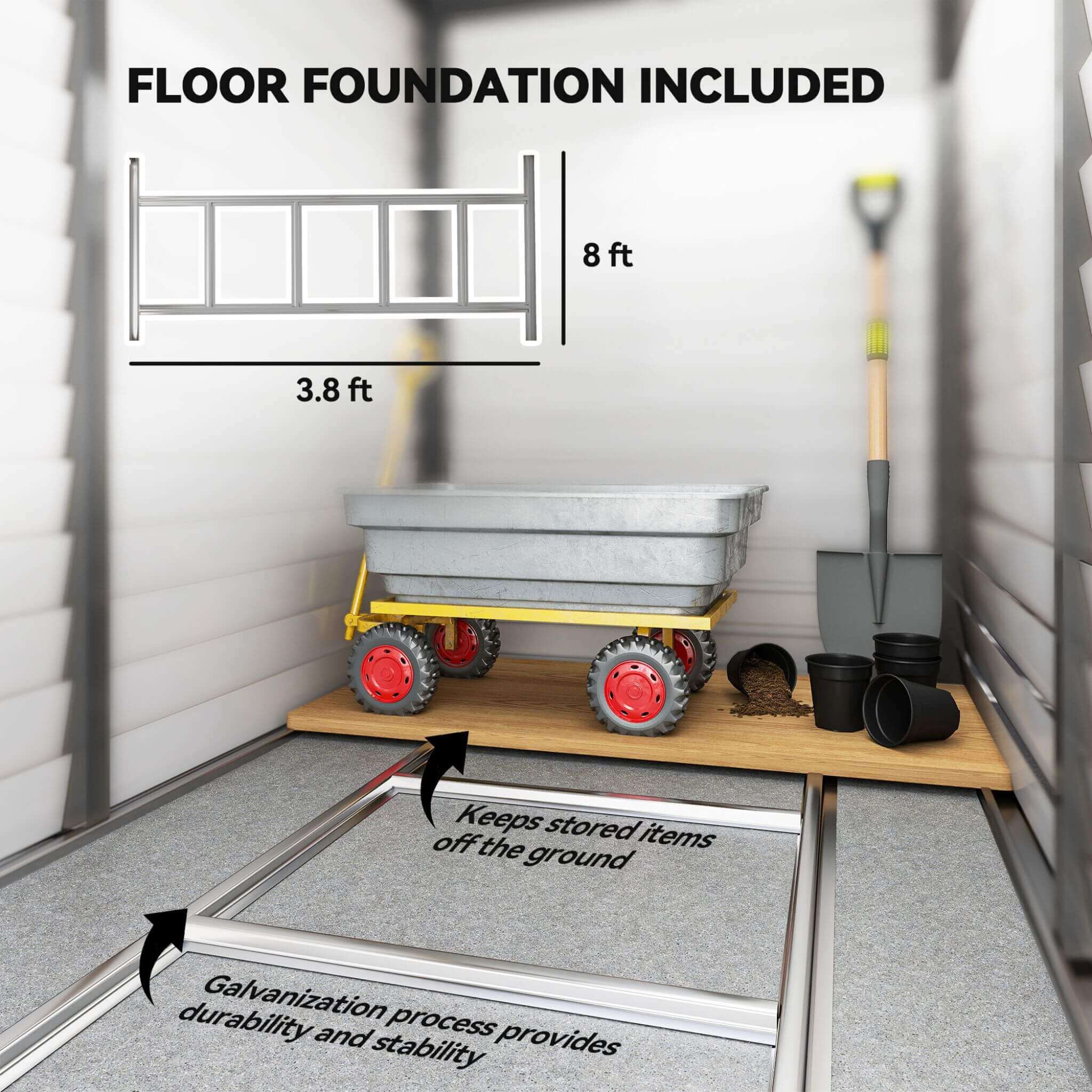[05X09FT] Alora Heavy-Duty Outdoor Galvanized Steel Storage Shed With Lockable Doors (SAK80637) – SAKSBY WHOLESALE, view 6