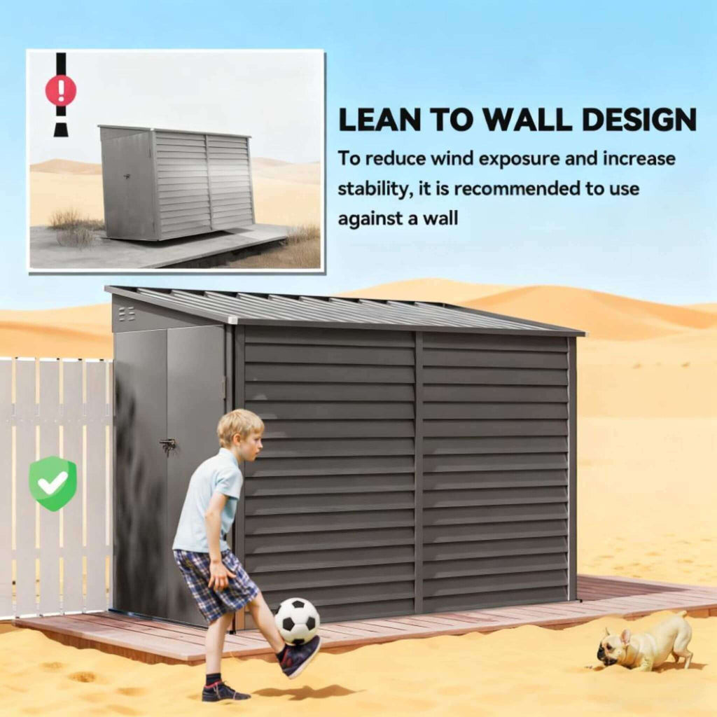 [05X09FT] Alora Heavy-Duty Outdoor Galvanized Steel Storage Shed With Lockable Doors (SAK80637) – SAKSBY WHOLESALE, view 8