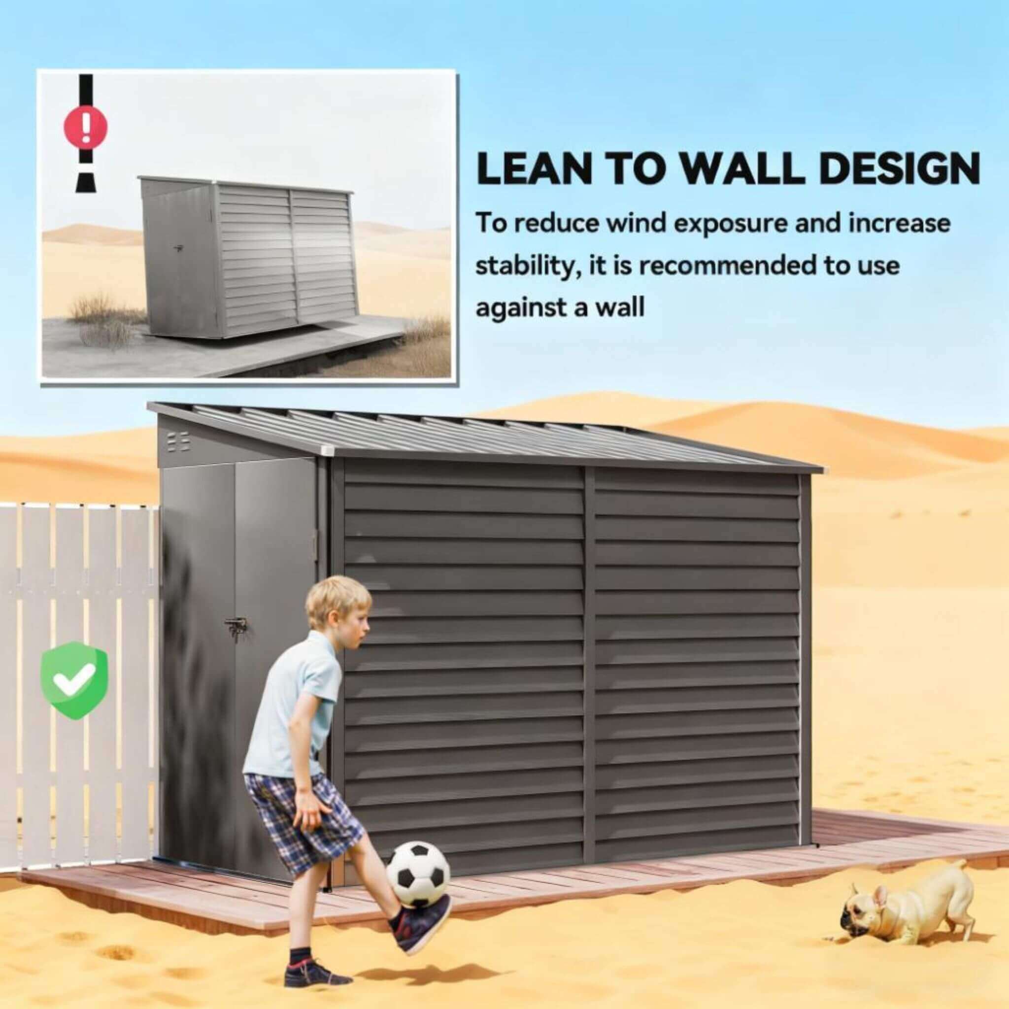 [05X09FT] Alora Heavy-Duty Outdoor Galvanized Steel Storage Shed With Lockable Doors (SAK80637) – SAKSBY WHOLESALE, view 8