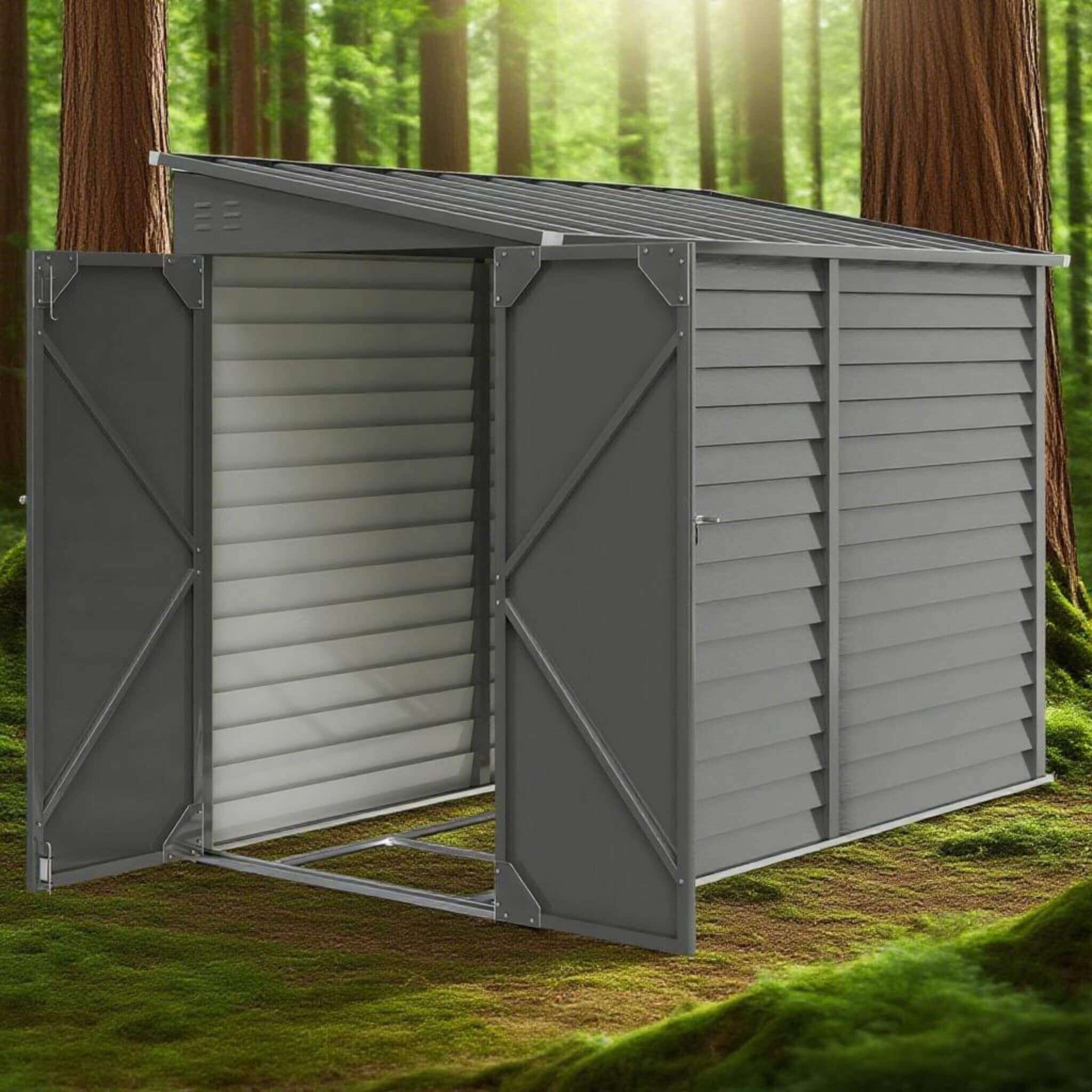 [05X09FT] Alora Heavy-Duty Outdoor Galvanized Steel Storage Shed With Lockable Doors (SAK80637) – SAKSBY WHOLESALE, view 5