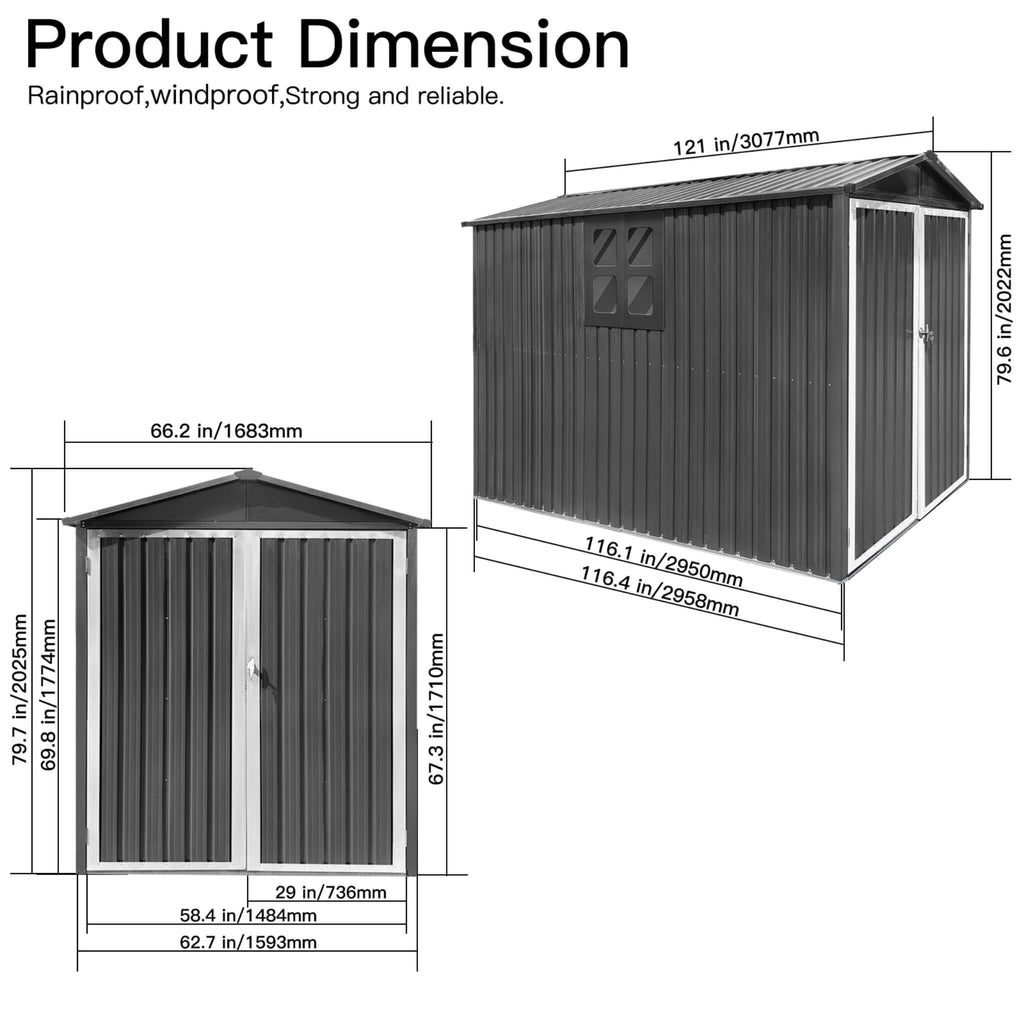 [05X10FT] Alora Large Weatherproof Outdoor Motocycle And Tools Storage Shed (SAK91642) – SAKSBY WHOLESALE, view 7