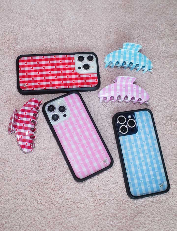 Gingham Hearts | Pink iPhone Case