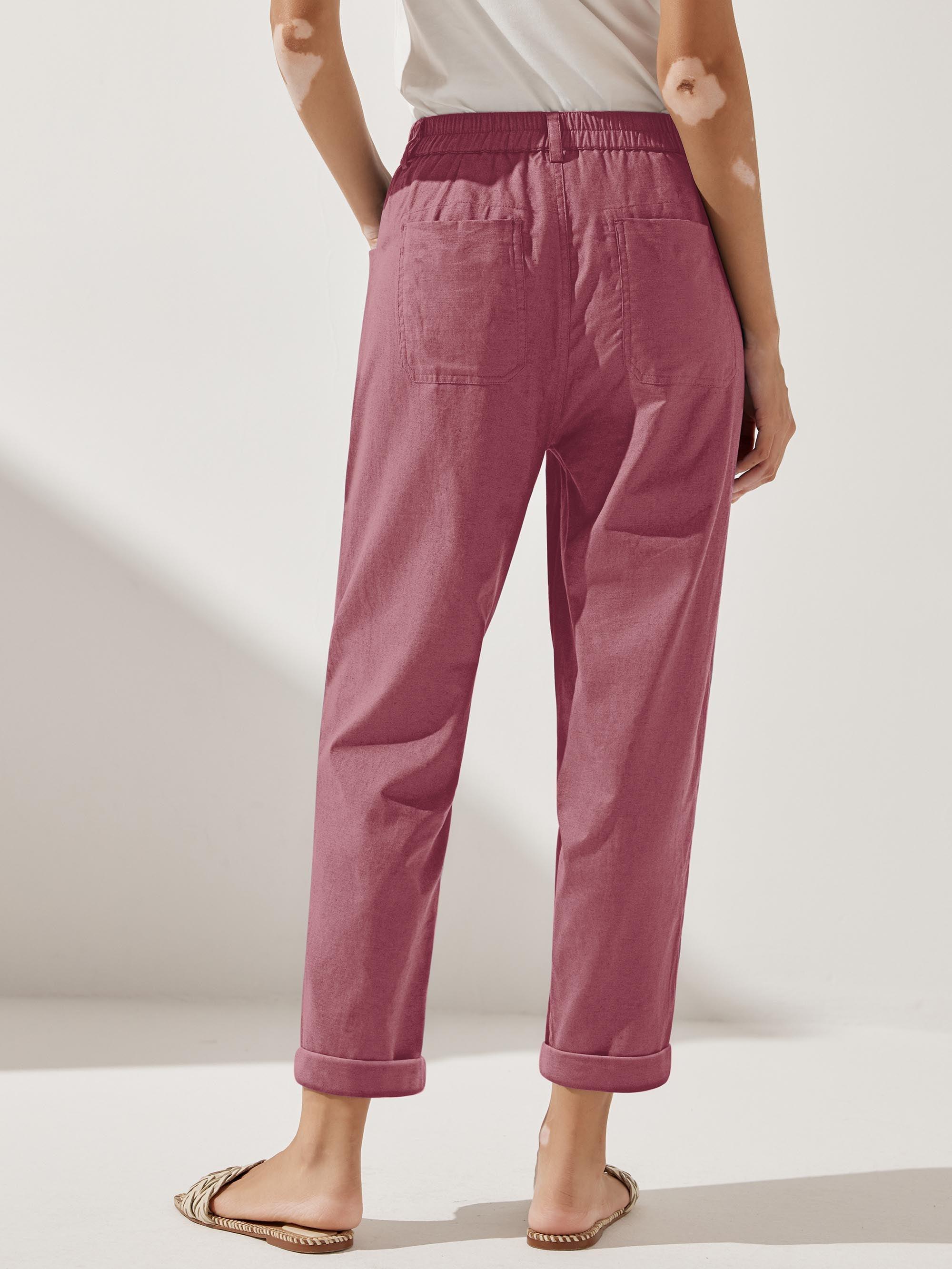 LINTICO Linen Simple Button Fly Trousers HEIDI — product on model