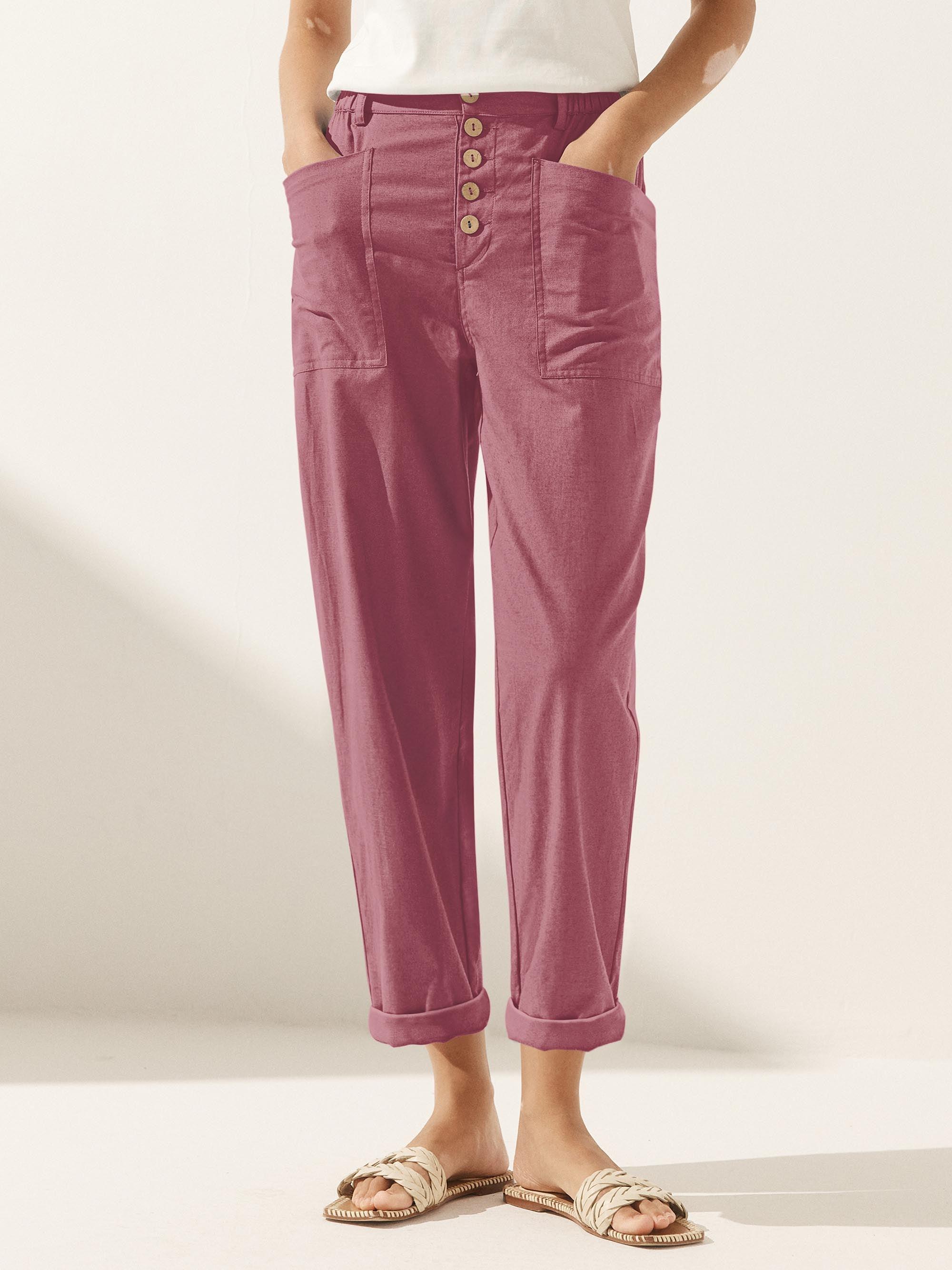 LINTICO LINTICO Linen Simple Button Fly Trousers HEIDI — construction detail