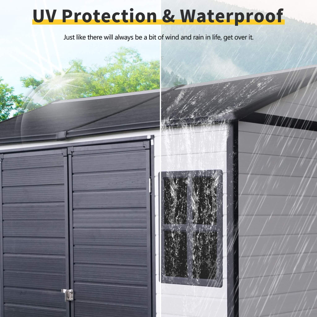 [06X08FT] Alora Heavy-Duty Outdoor Resin Storage Shed With Lockable Doors And Built-In Floor (SAK26342) – SAKSBY WHOLESALE, v
