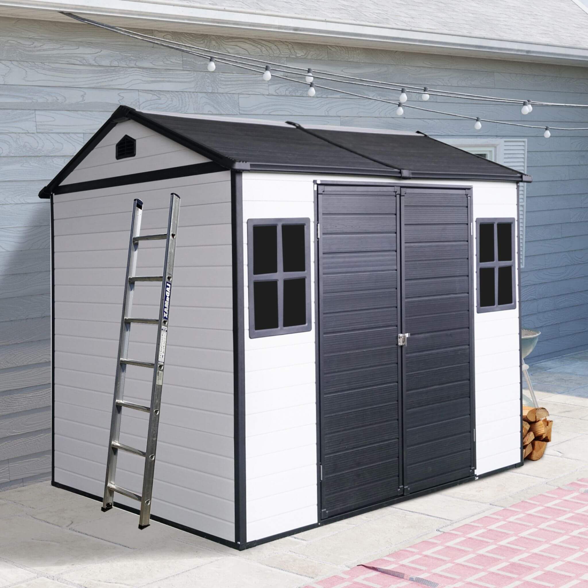 [06X08FT] Alora Heavy-Duty Outdoor Resin Storage Shed With Lockable Doors And Built-In Floor (SAK26342) – SAKSBY WHOLESALE, v
