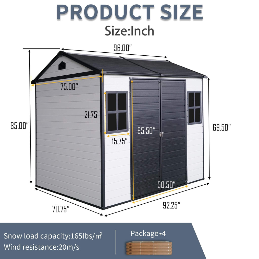 [06X08FT] Alora Heavy-Duty Outdoor Resin Storage Shed With Lockable Doors And Built-In Floor (SAK26342) – SAKSBY WHOLESALE, v