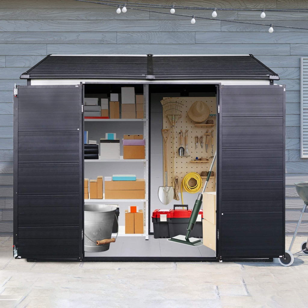[06X08FT] Alora Heavy-Duty Outdoor Resin Storage Shed With Lockable Doors And Built-In Floor (SAK26342) – SAKSBY WHOLESALE, v