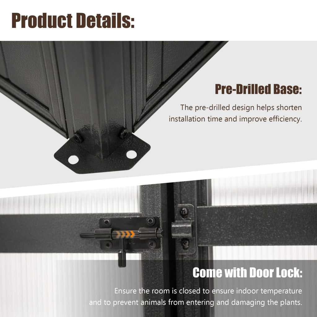 [06X08FT] Heavy-Duty Outdoor Polycarbonate Greenhouse With Fully Automatic Temperature Control Vent (SAK51892) – SAKSBY WHOLE