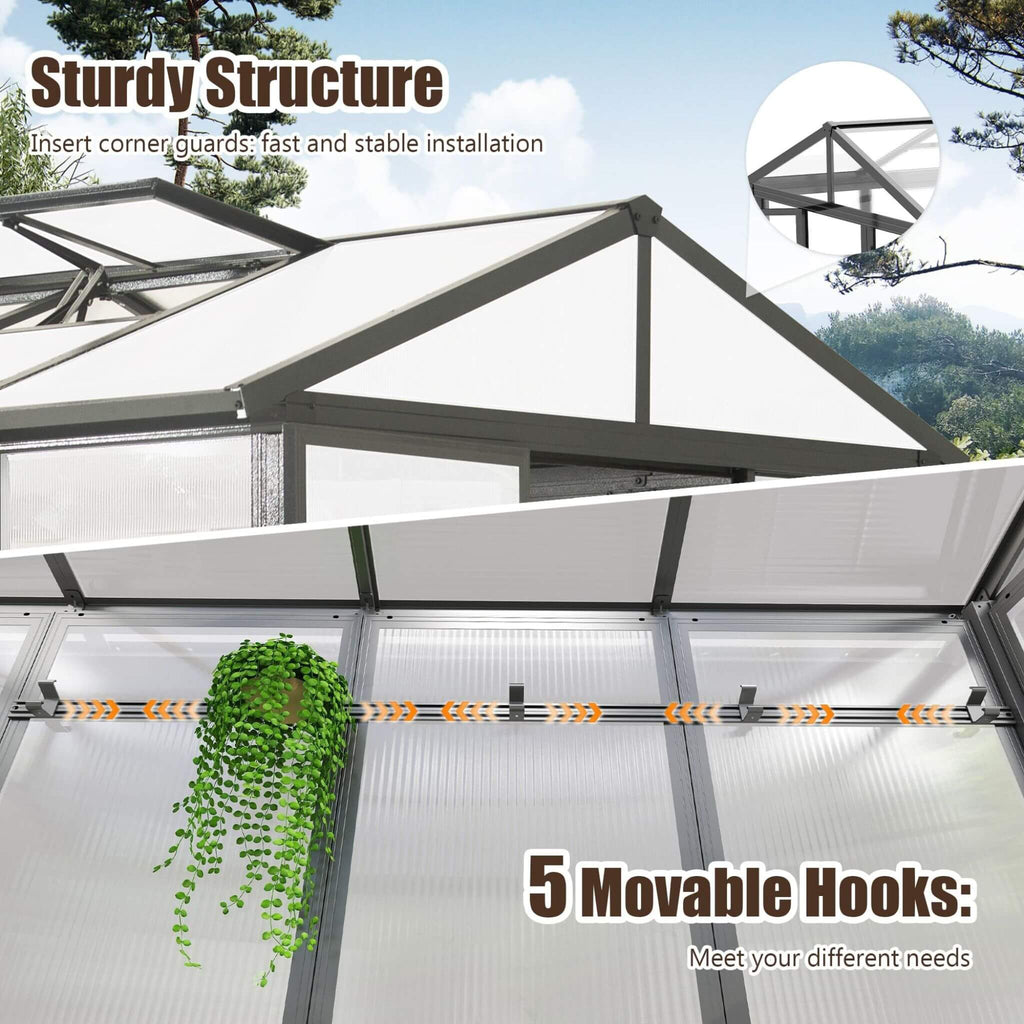 [06X08FT] Heavy-Duty Outdoor Polycarbonate Greenhouse With Fully Automatic Temperature Control Vent (SAK51892) – SAKSBY WHOLE