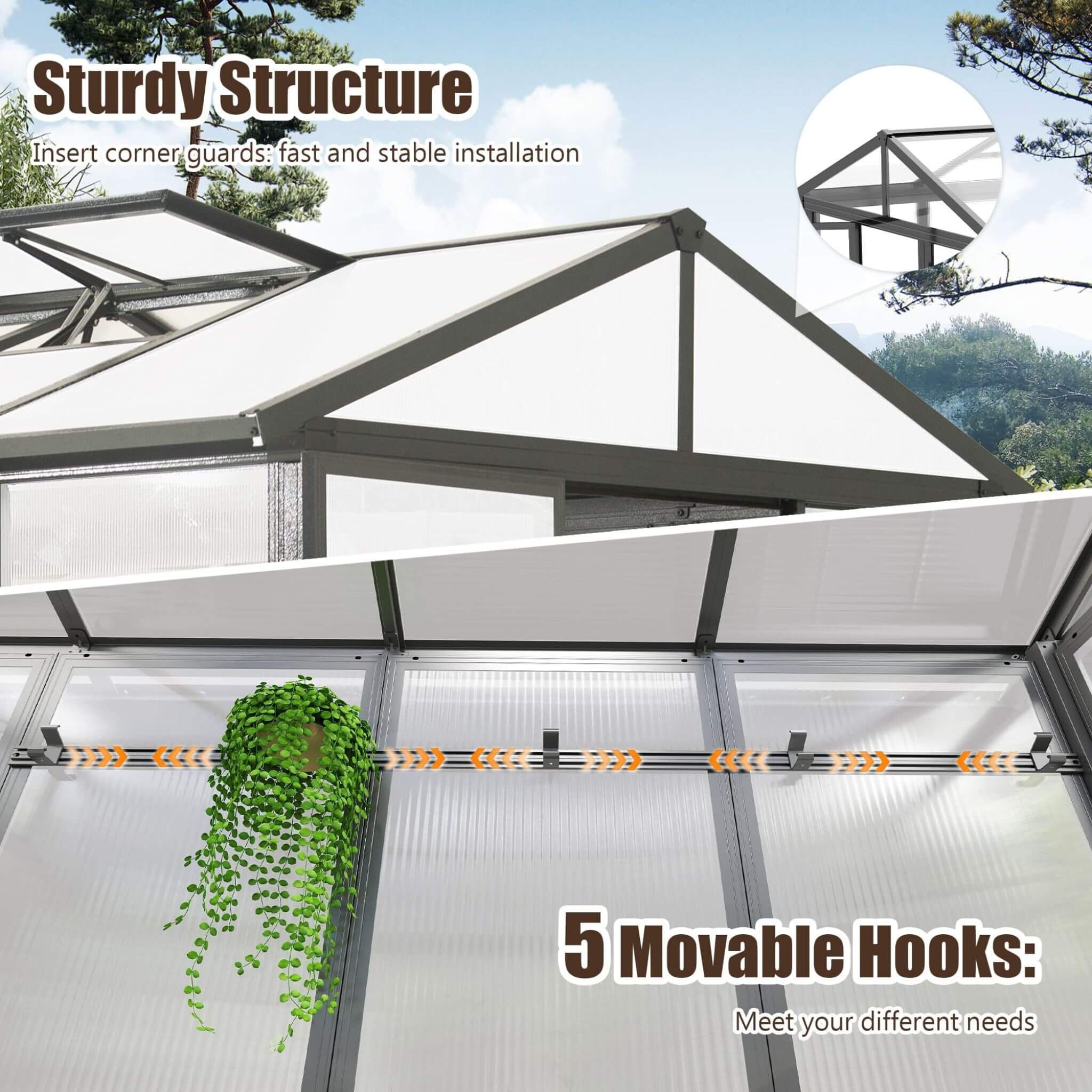 [06X08FT] Heavy-Duty Outdoor Polycarbonate Greenhouse With Fully Automatic Temperature Control Vent (SAK51892) – SAKSBY WHOLE
