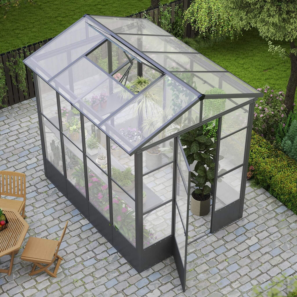 [06X08FT] Heavy-Duty Outdoor Polycarbonate Greenhouse With Fully Automatic Temperature Control Vent (SAK51892) – SAKSBY WHOLE