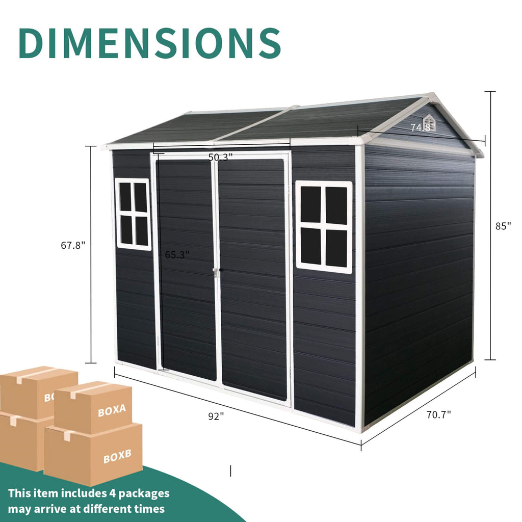 [06X08FT] Alora Outdoor Resin Patio Garden Shed With Floor, 2 Windows, And Lockable Doors (SAK54953) – SAKSBY WHOLESALE, view