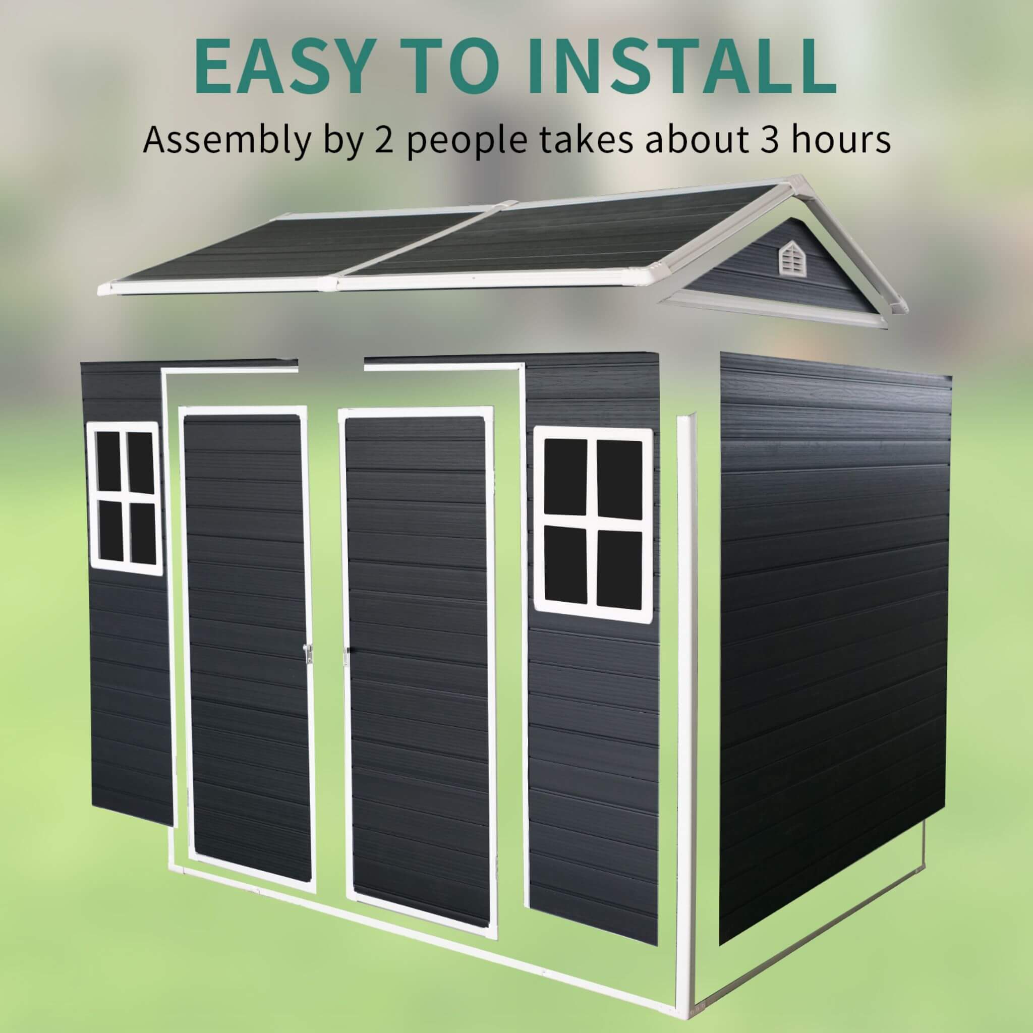 [06X08FT] Alora Outdoor Resin Patio Garden Shed With Floor, 2 Windows, And Lockable Doors (SAK54953) – SAKSBY WHOLESALE, view