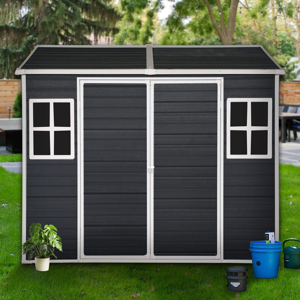 [06X08FT] Alora Outdoor Resin Patio Garden Shed With Floor, 2 Windows, And Lockable Doors (SAK54953) – SAKSBY WHOLESALE