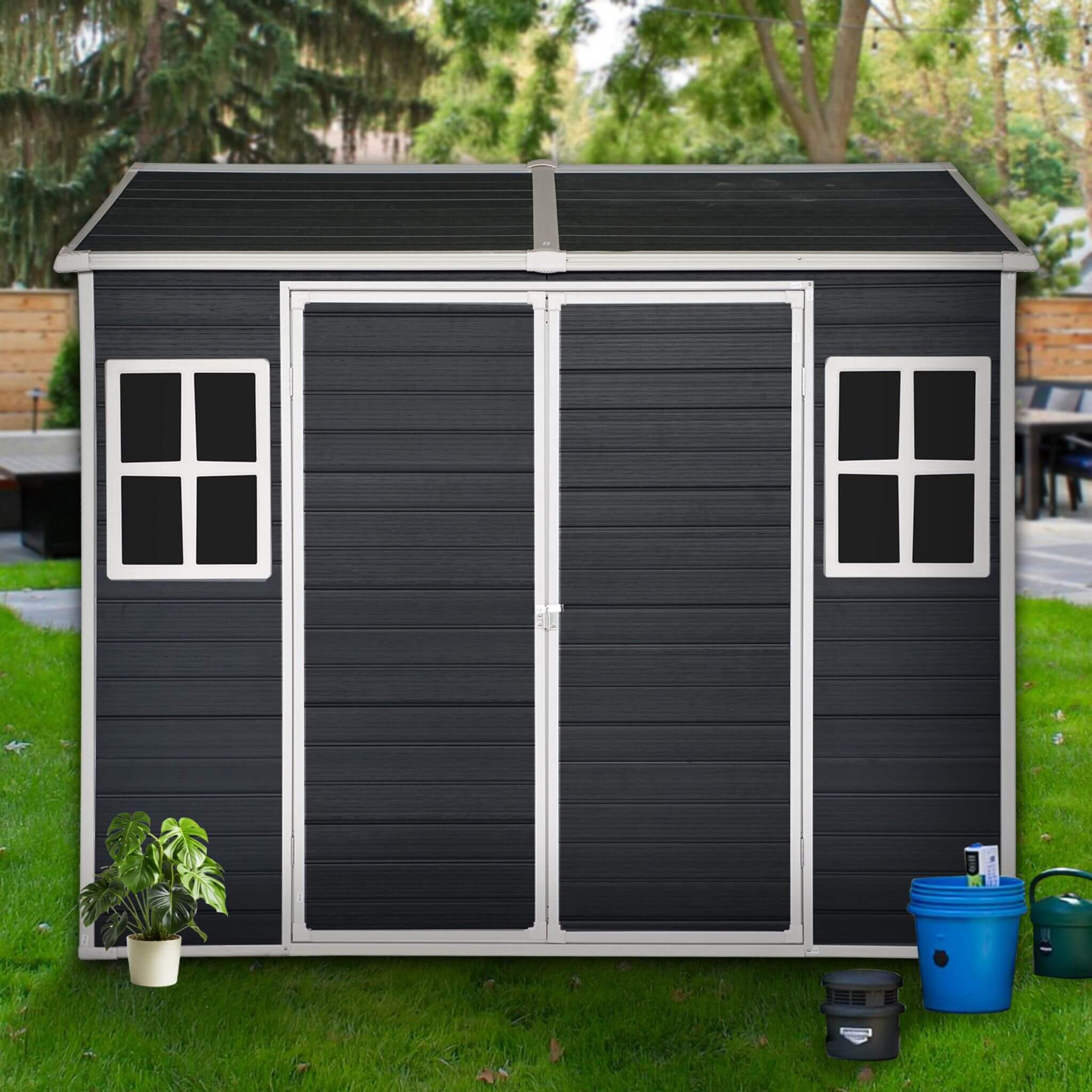 [06X08FT] Alora Outdoor Resin Patio Garden Shed With Floor, 2 Windows, And Lockable Doors (SAK54953) – SAKSBY WHOLESALE