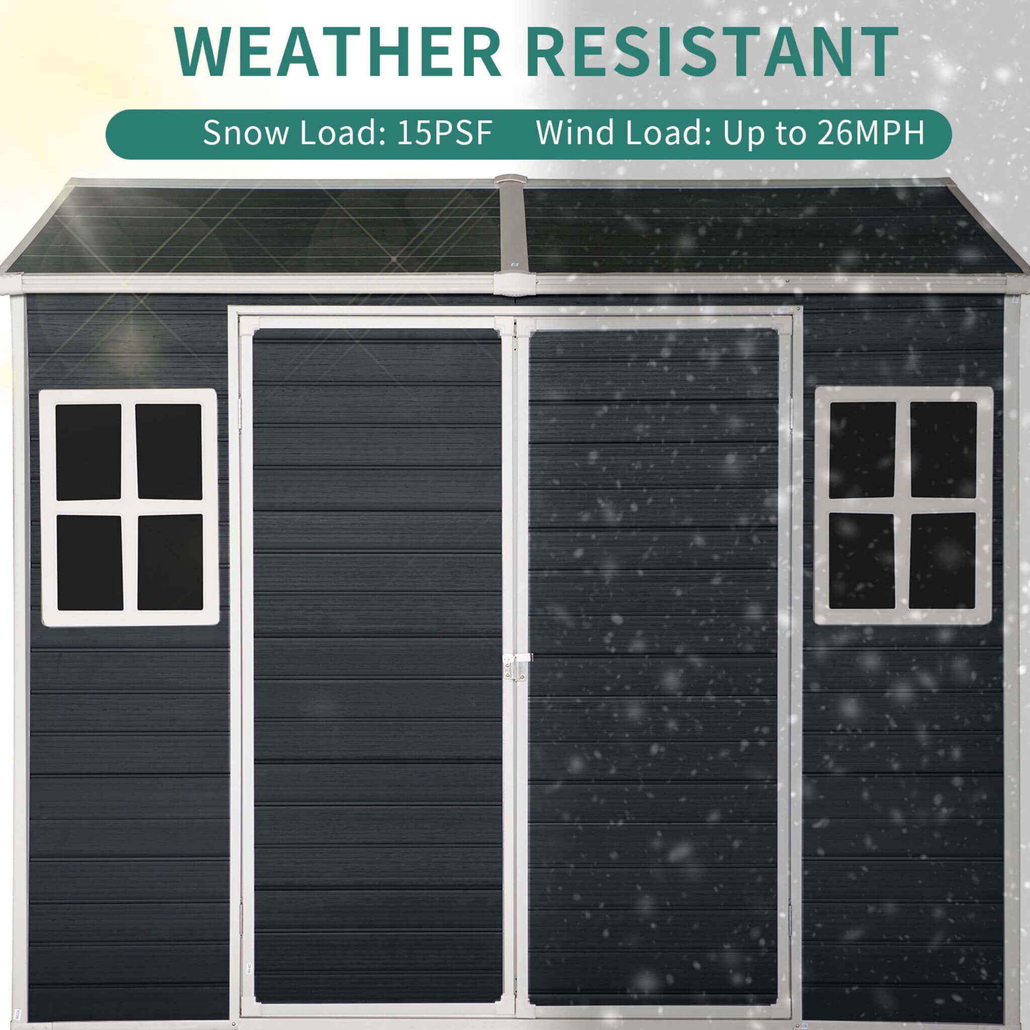 [06X08FT] Alora Outdoor Resin Patio Garden Shed With Floor, 2 Windows, And Lockable Doors (SAK54953) – SAKSBY WHOLESALE, view