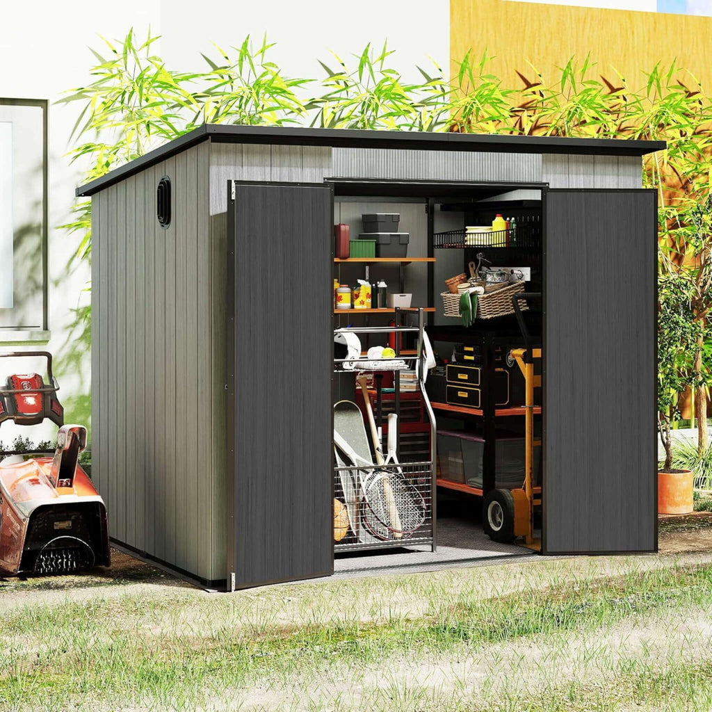 [06X08FT] Alora Outdoor Resin Storage Shed With Lockable Double Doors And Sloping Roof (SAK73286) – SAKSBY WHOLESALE, view 3