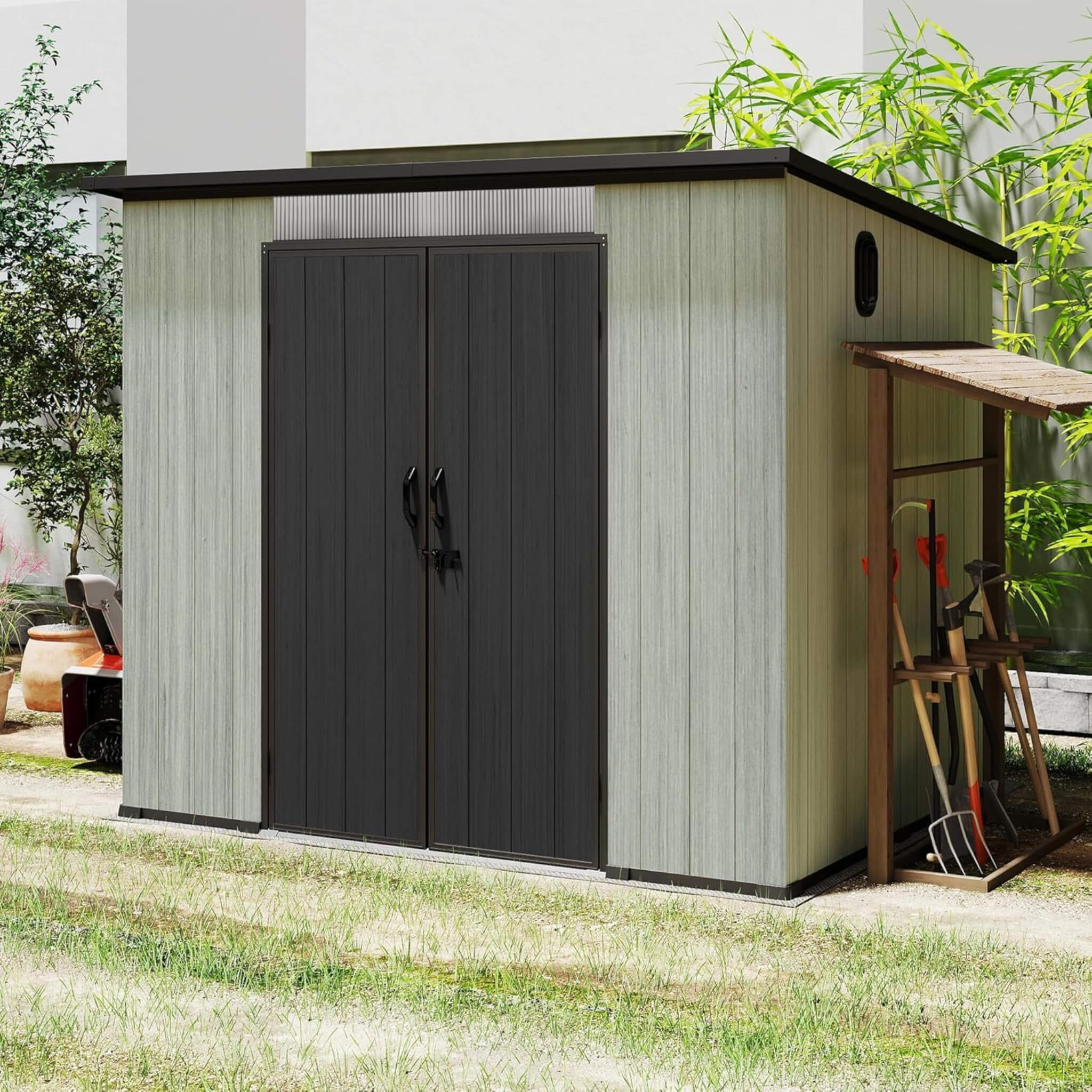 [06X08FT] Alora Outdoor Resin Storage Shed With Lockable Double Doors And Sloping Roof (SAK73286) – SAKSBY WHOLESALE, view 5