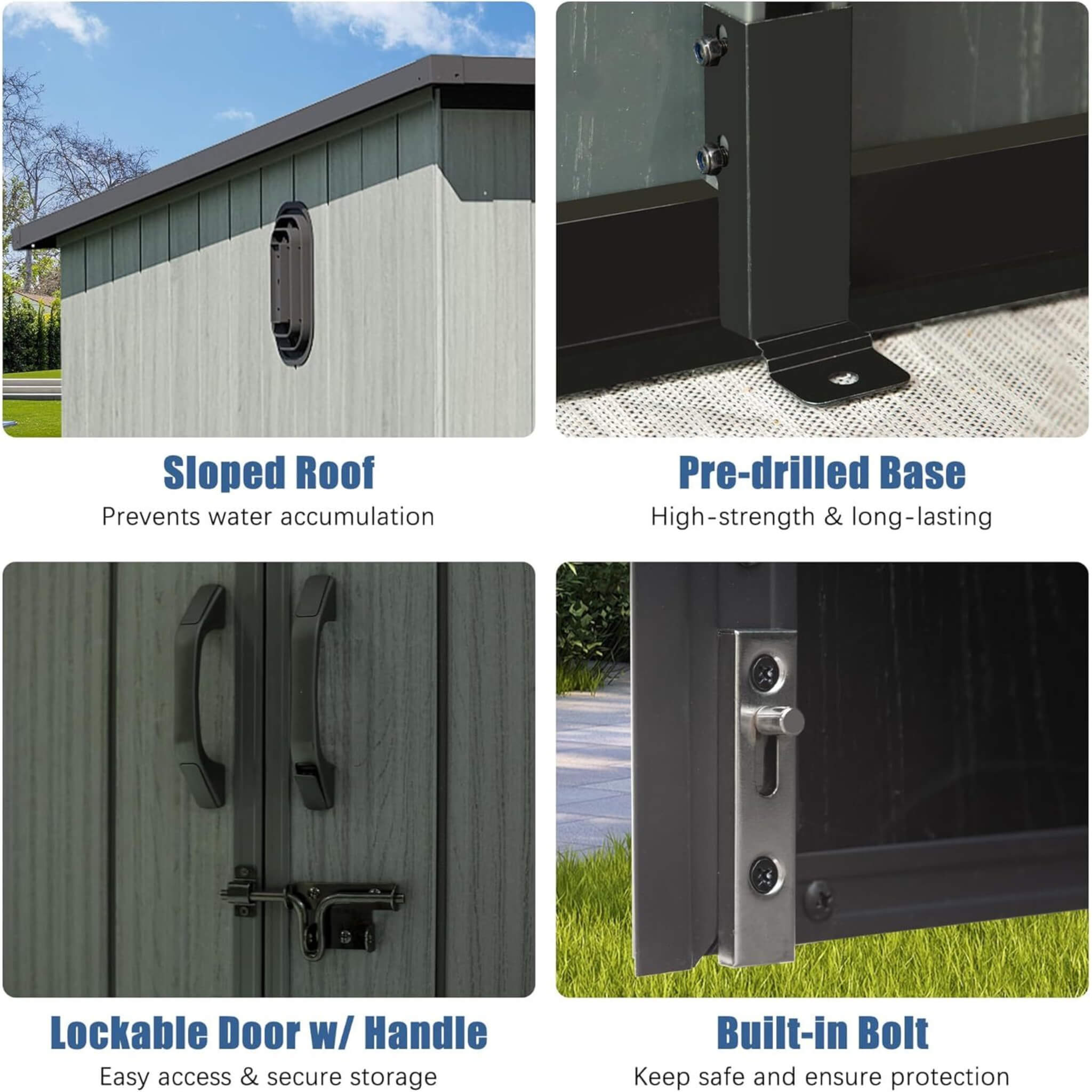 [06X08FT] Alora Outdoor Resin Storage Shed With Lockable Double Doors And Sloping Roof (SAK73286) – SAKSBY WHOLESALE, view 4