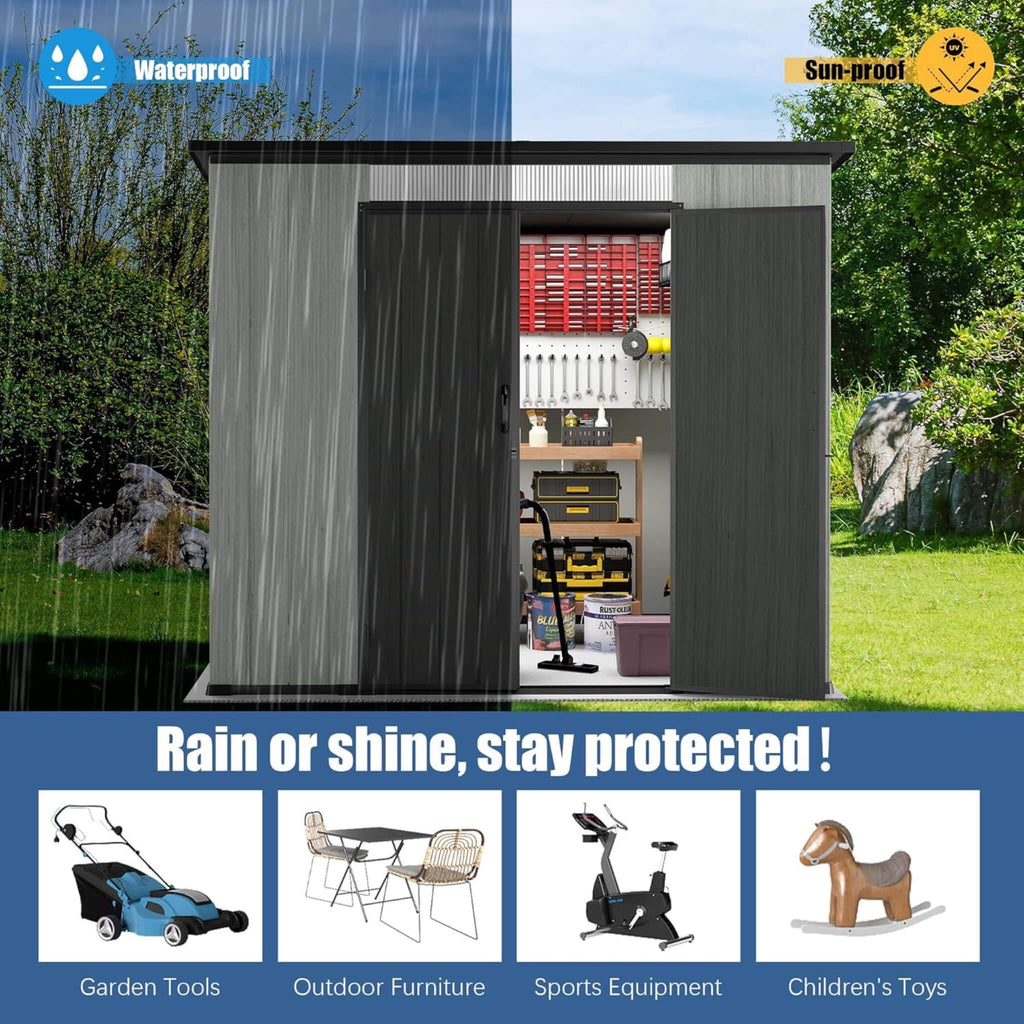 [06X08FT] Alora Outdoor Resin Storage Shed With Lockable Double Doors And Sloping Roof (SAK73286) – SAKSBY WHOLESALE, view 9