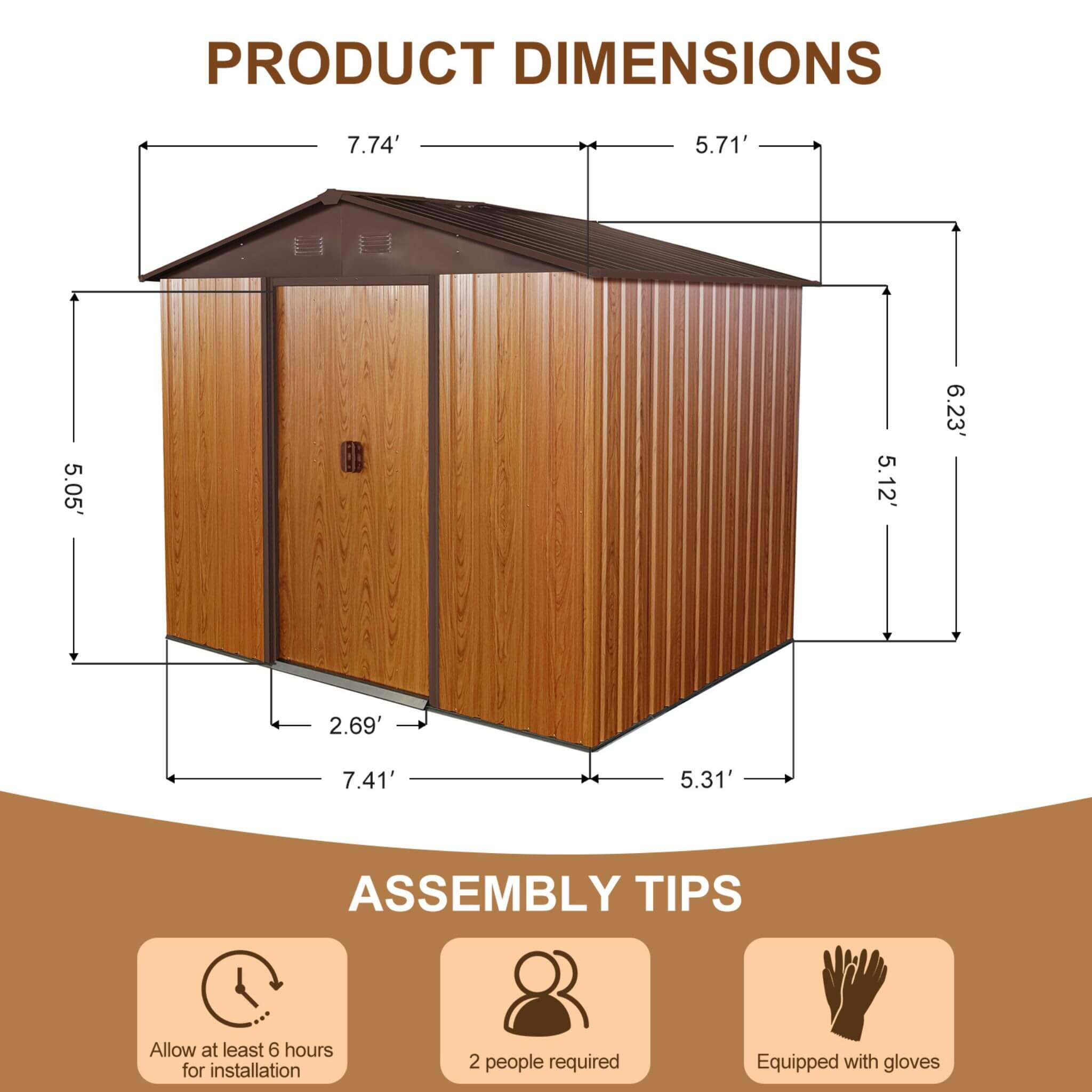 [06X08FT] Alora Premium Outdoor Metal Storage Shed With Metal Floor Frame (SAK95204) – SAKSBY WHOLESALE, view 8