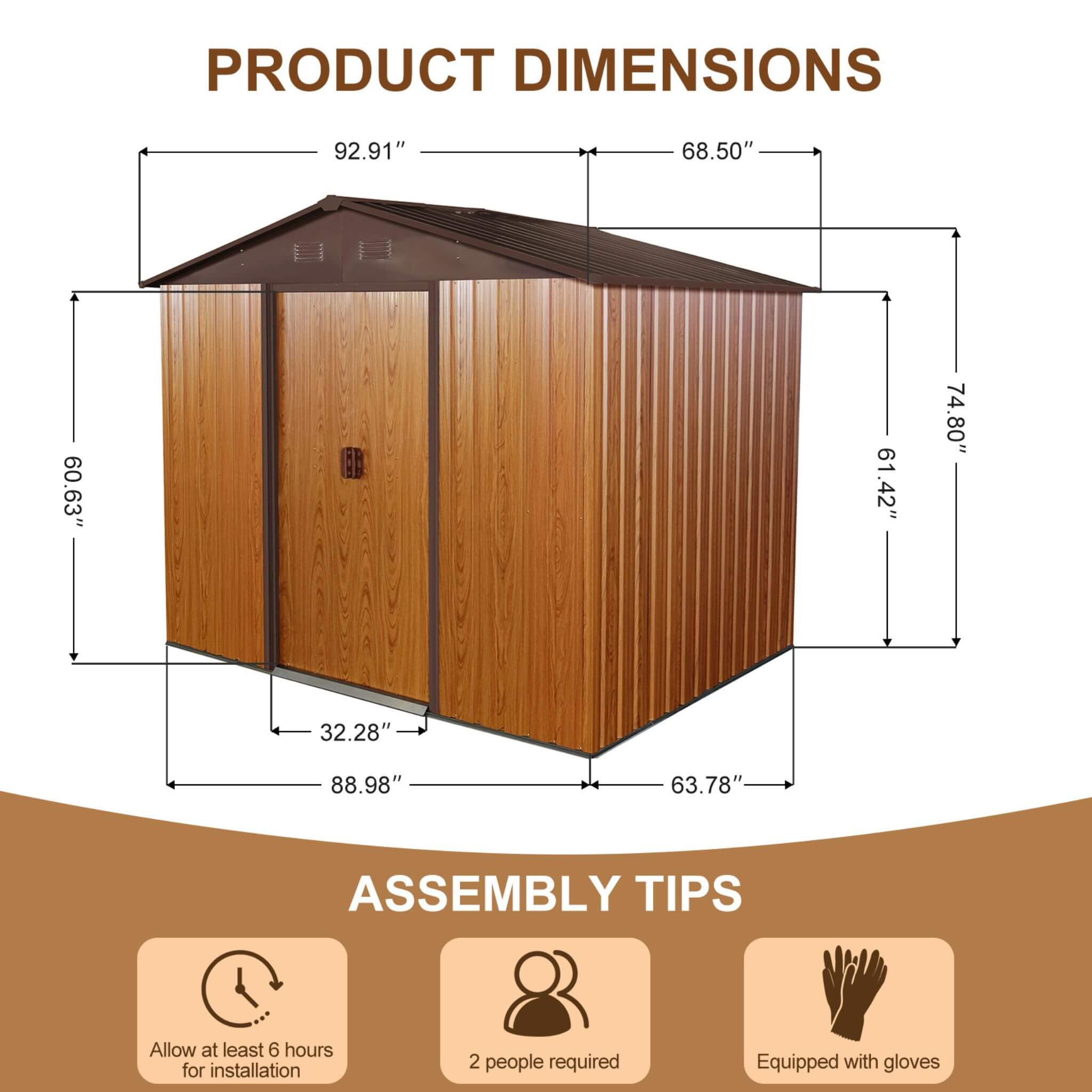[06X08FT] Alora Premium Outdoor Metal Storage Shed With Metal Floor Frame (SAK95204) – SAKSBY WHOLESALE, view 7
