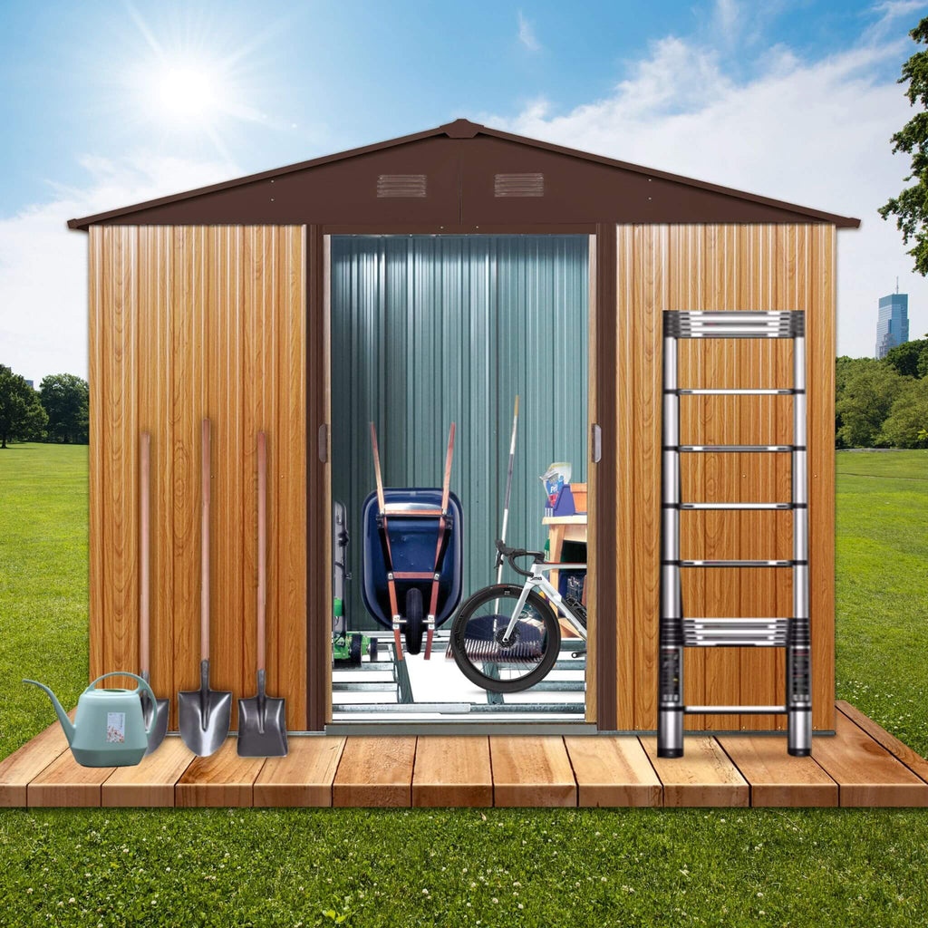[06X08FT] Alora Premium Outdoor Metal Storage Shed With Metal Floor Frame (SAK95204) – SAKSBY WHOLESALE
