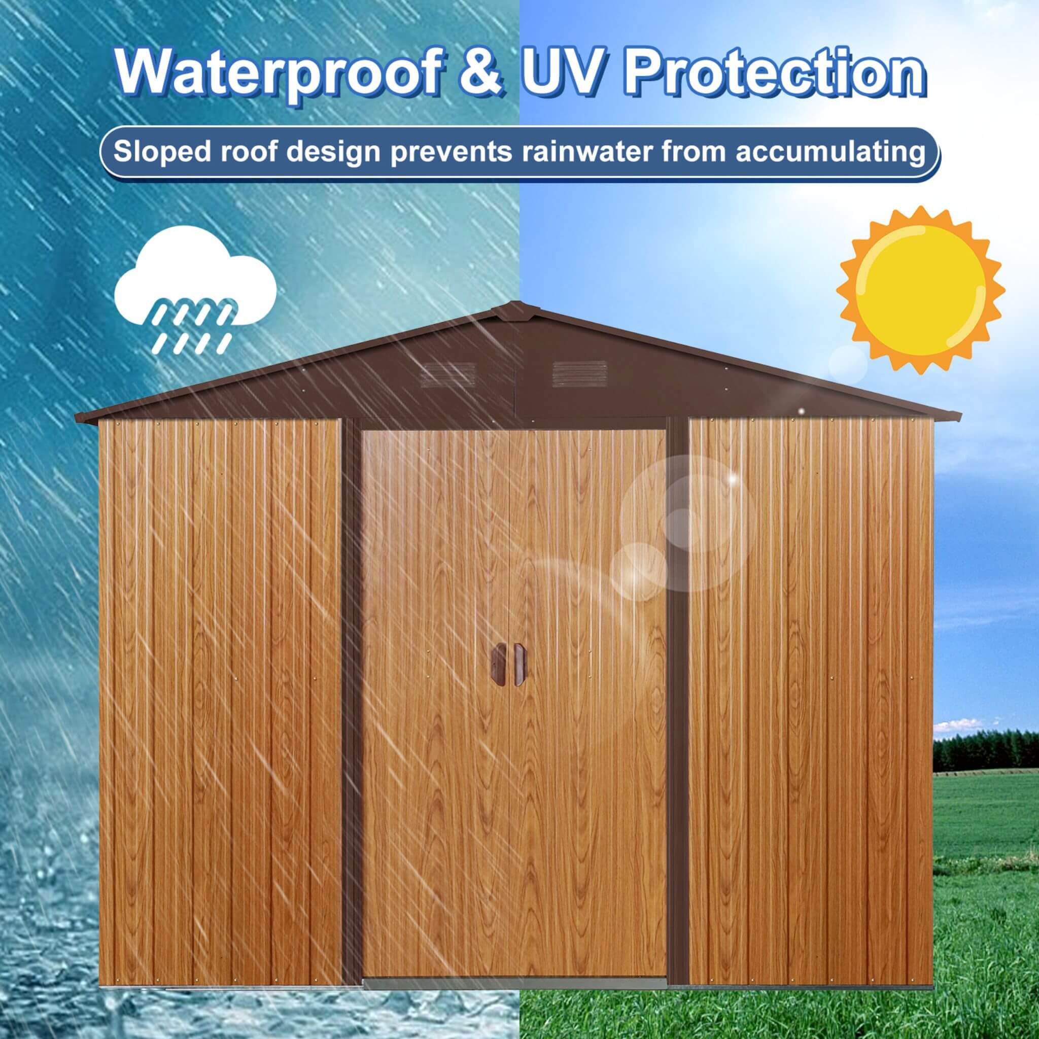 [06X08FT] Alora Premium Outdoor Metal Storage Shed With Metal Floor Frame (SAK95204) – SAKSBY WHOLESALE, view 5
