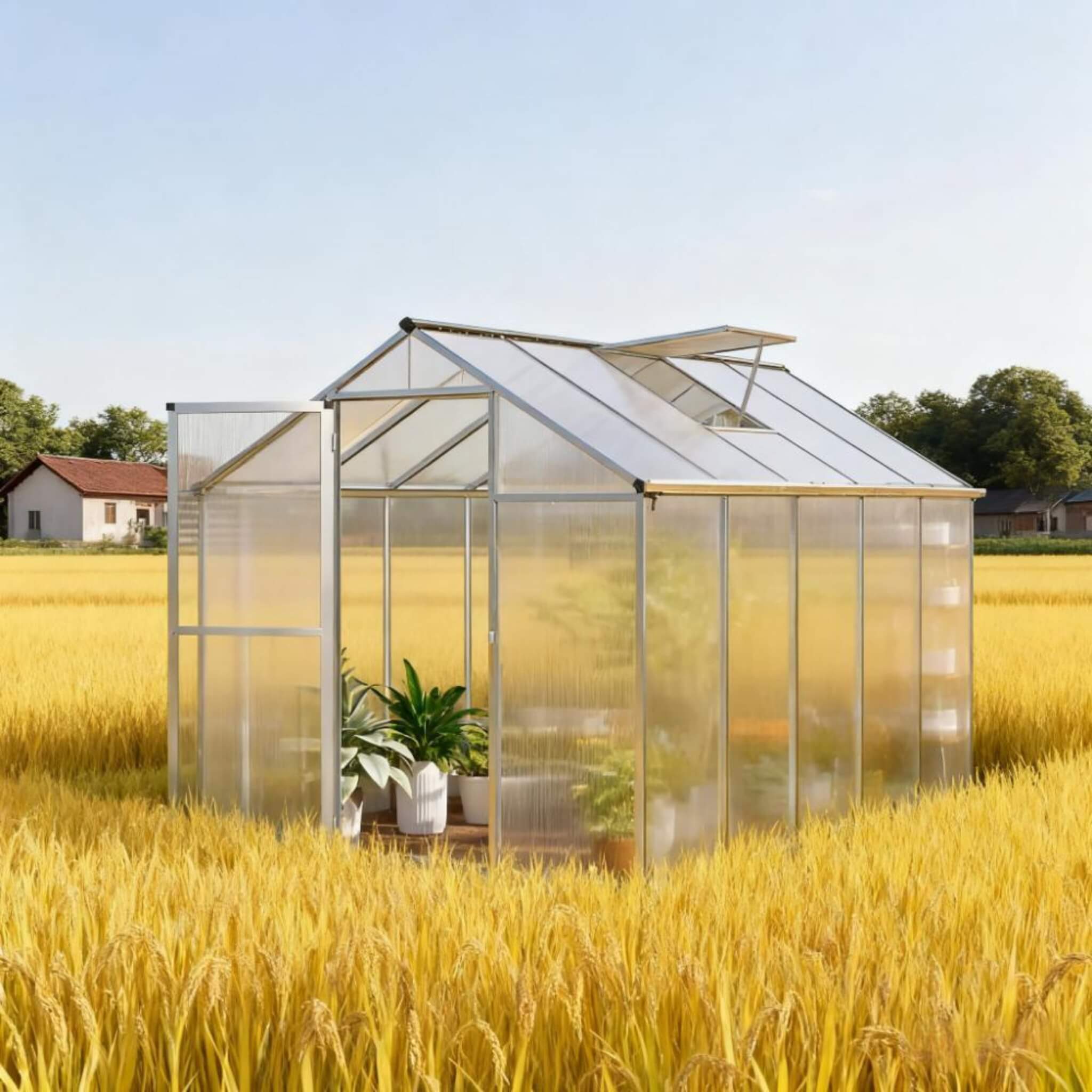 [06X10FT] Large Walk-In Backyard Greenhouse W/ Rainwater Collection System And Roof Vent (SAK93581) – SAKSBY WHOLESALE, view 