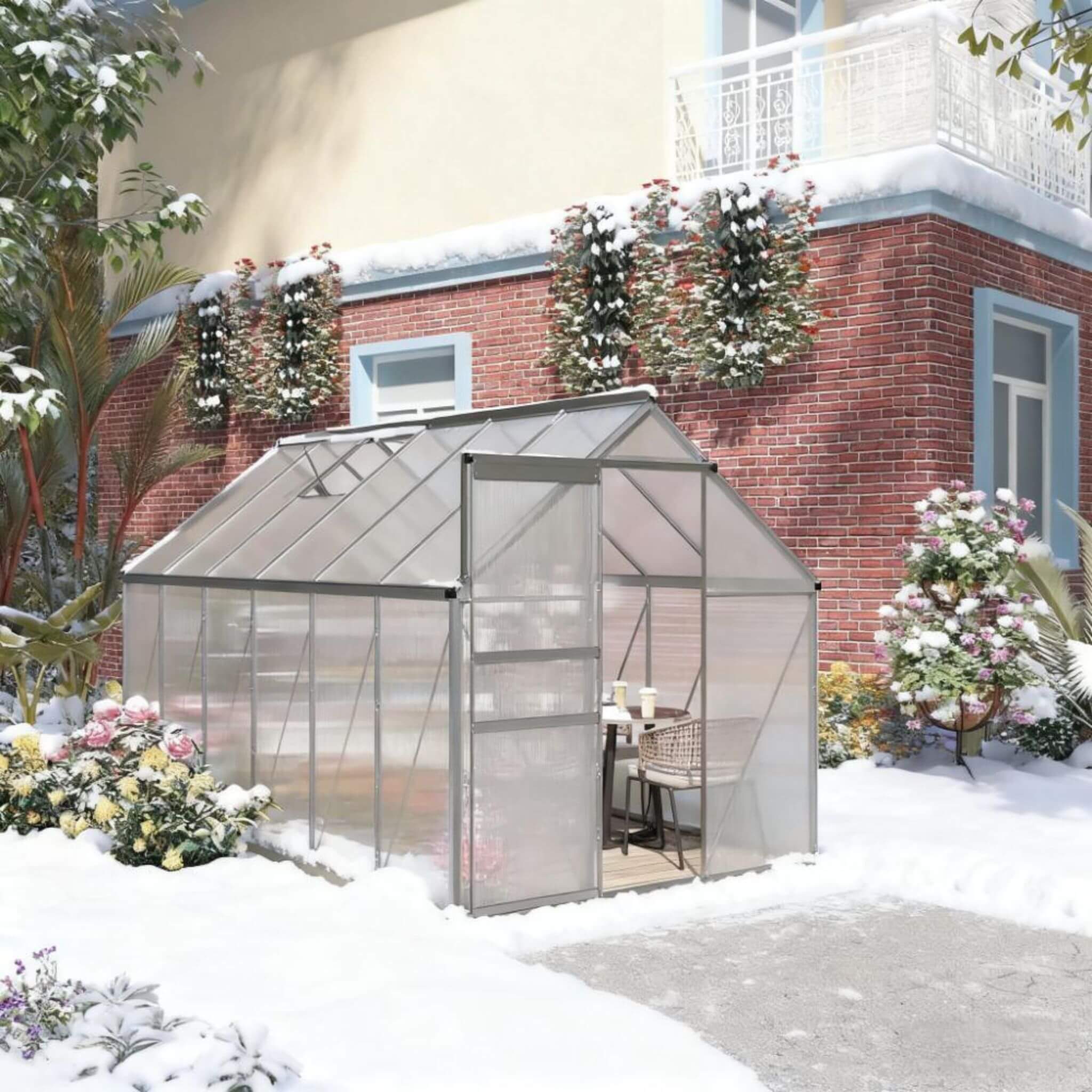 [06X12FT] Heavy-Duty Aluminum Walk-In Greenhouse With Rooftop Vent And Sliding Door (SAK69048) – SAKSBY WHOLESALE, view 5