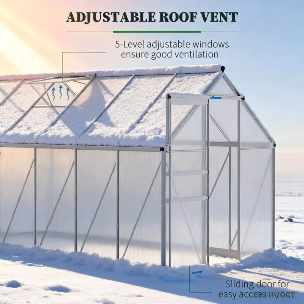 [06X12FT] Heavy-Duty Aluminum Walk-In Greenhouse With Rooftop Vent And Sliding Door (SAK69048) – SAKSBY WHOLESALE, view 10