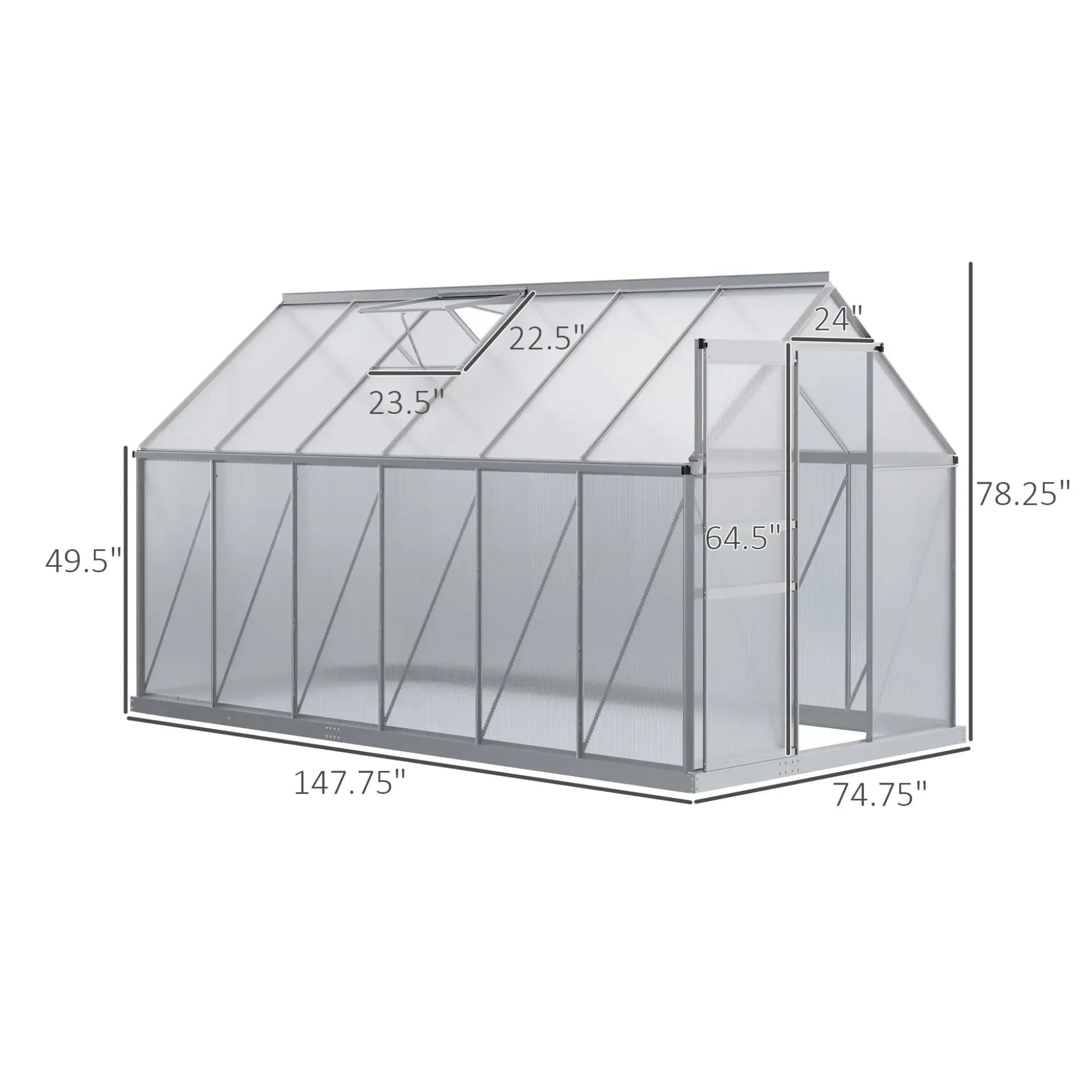 [06X12FT] Heavy-Duty Aluminum Walk-In Greenhouse With Rooftop Vent And Sliding Door (SAK69048) – SAKSBY WHOLESALE, view 11