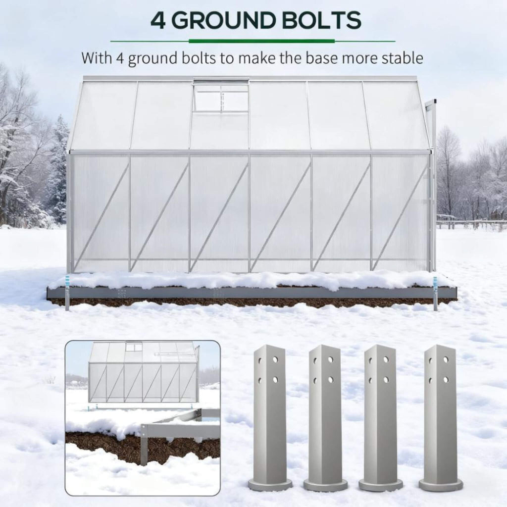 [06X12FT] Heavy-Duty Aluminum Walk-In Greenhouse With Rooftop Vent And Sliding Door (SAK69048) – SAKSBY WHOLESALE, view 4