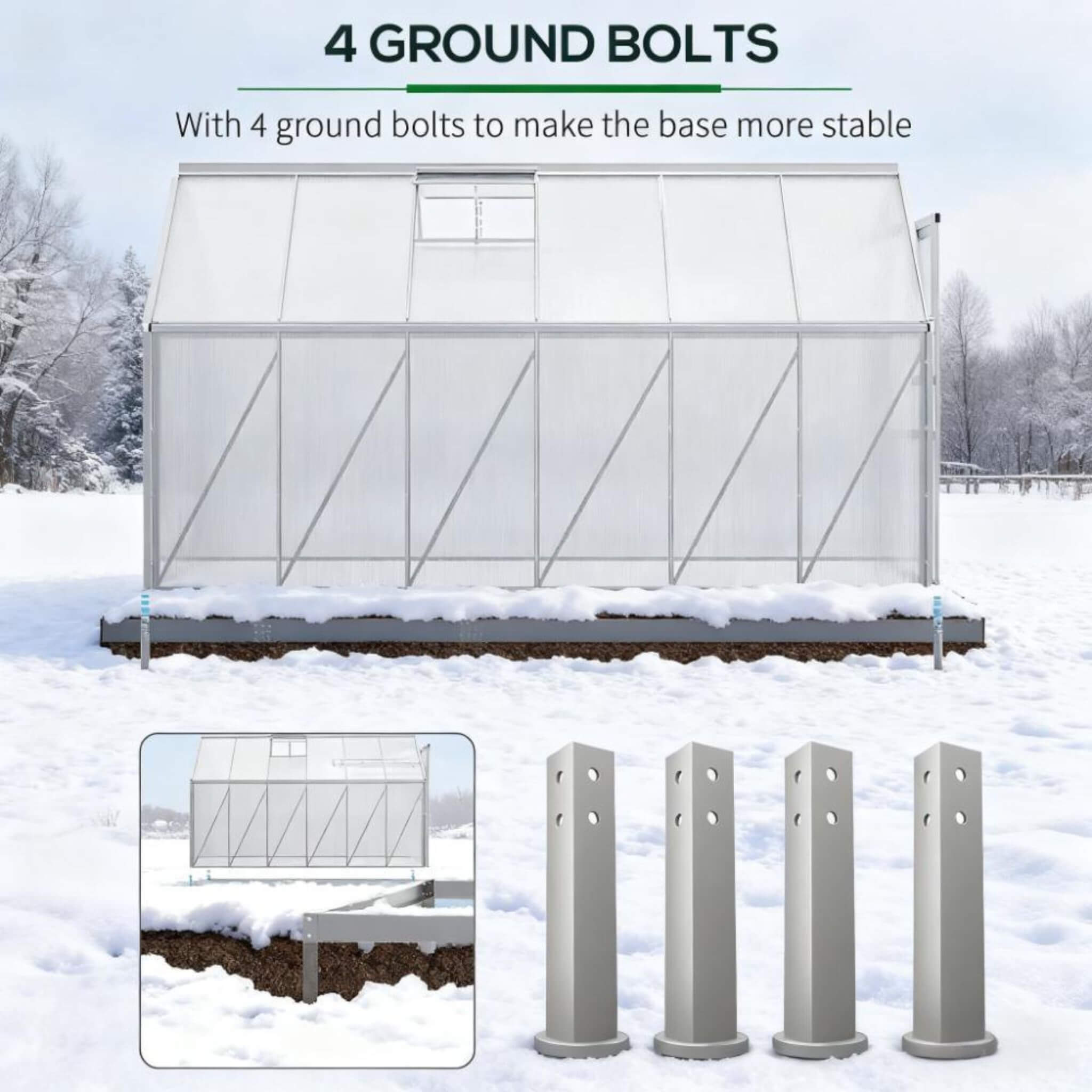 [06X12FT] Heavy-Duty Aluminum Walk-In Greenhouse With Rooftop Vent And Sliding Door (SAK69048) – SAKSBY WHOLESALE, view 4