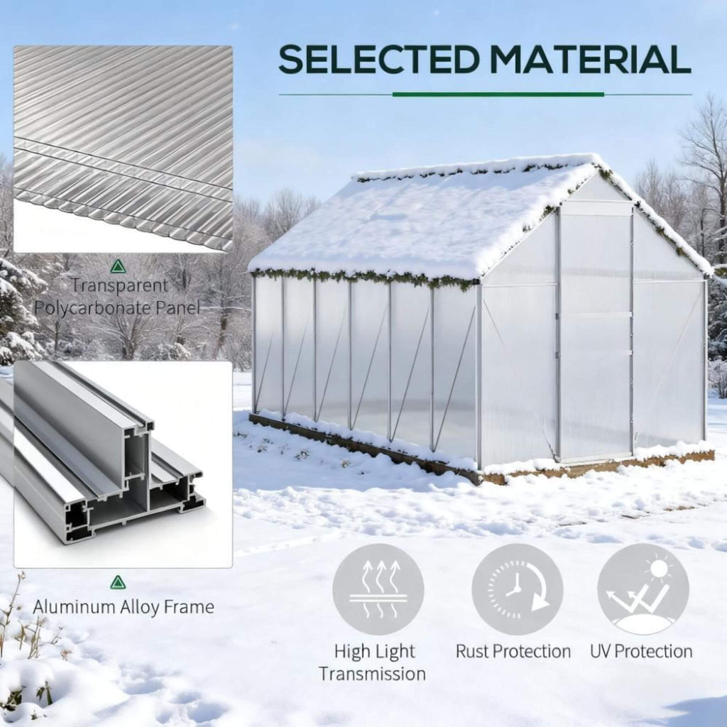 [06X12FT] Heavy-Duty Aluminum Walk-In Greenhouse With Rooftop Vent And Sliding Door (SAK69048) – SAKSBY WHOLESALE, view 8