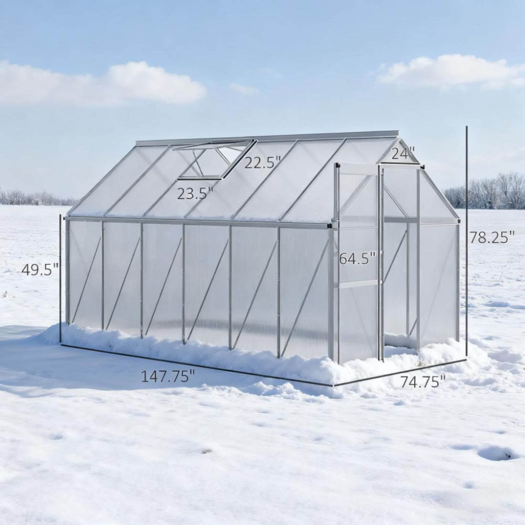 [06X12FT] Heavy-Duty Aluminum Walk-In Greenhouse With Rooftop Vent And Sliding Door (SAK69048) – SAKSBY WHOLESALE, view 9