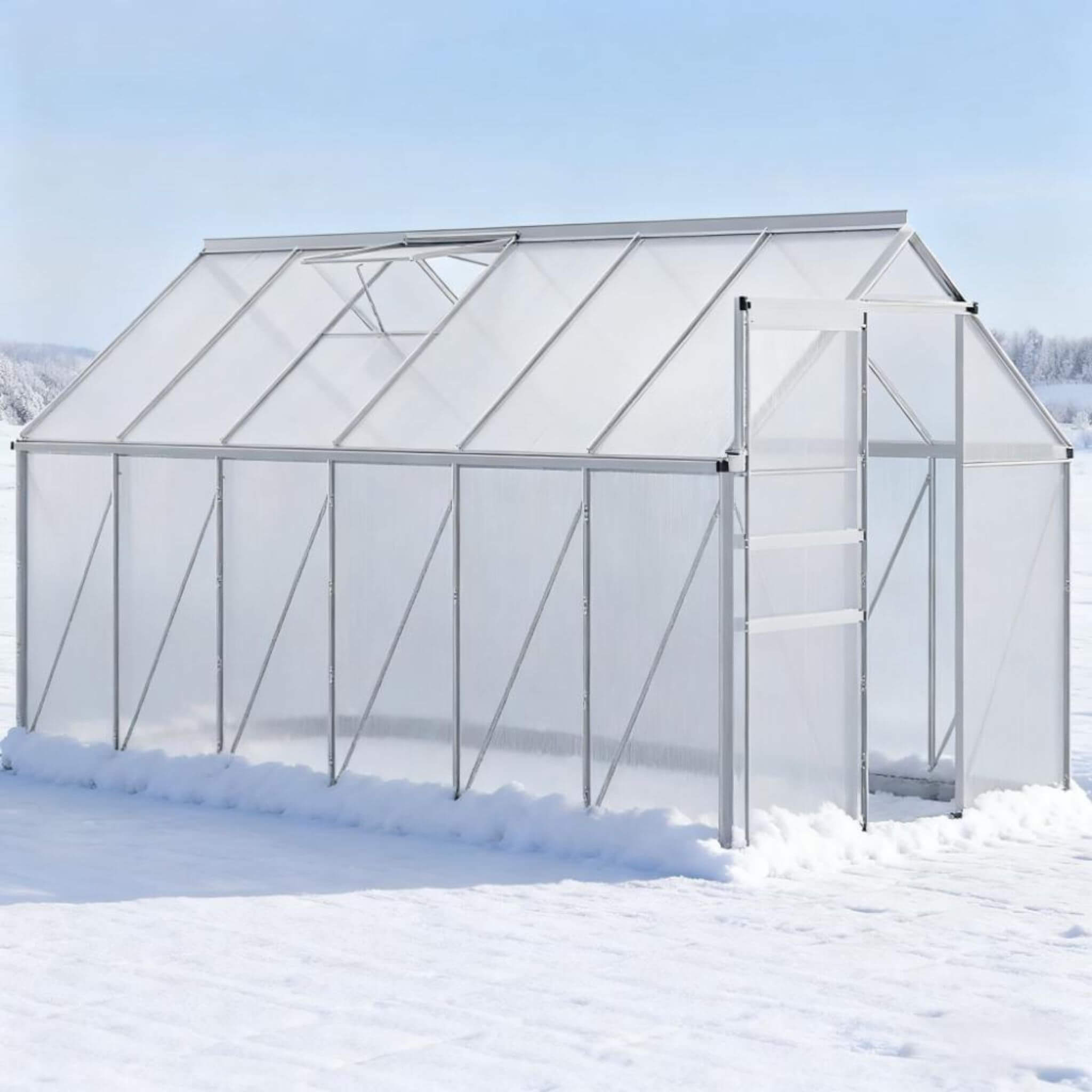 [06X12FT] Heavy-Duty Aluminum Walk-In Greenhouse With Rooftop Vent And Sliding Door (SAK69048) – SAKSBY WHOLESALE, view 3