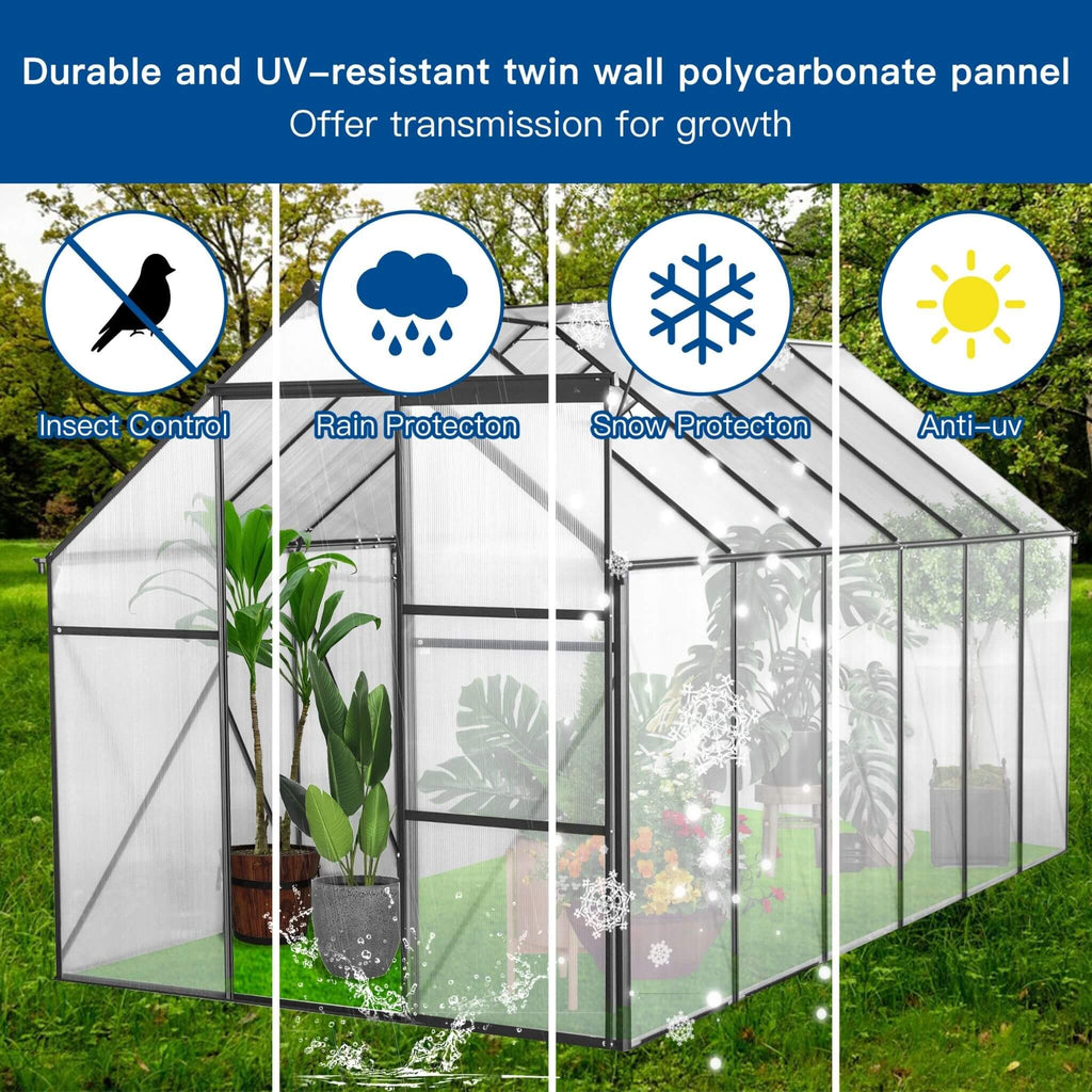 [06X12FT] Heavy-Duty Black Polycarbonate Greenhouse With Raised Base And Anchor (SAK92451) – SAKSBY WHOLESALE, view 3