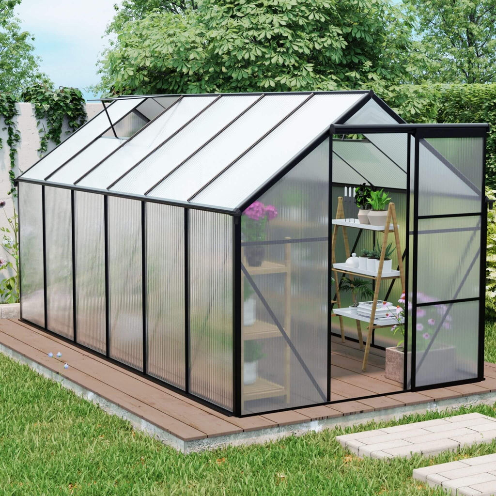 [06X12FT] Heavy-Duty Black Polycarbonate Greenhouse With Raised Base And Anchor (SAK92451) – SAKSBY WHOLESALE