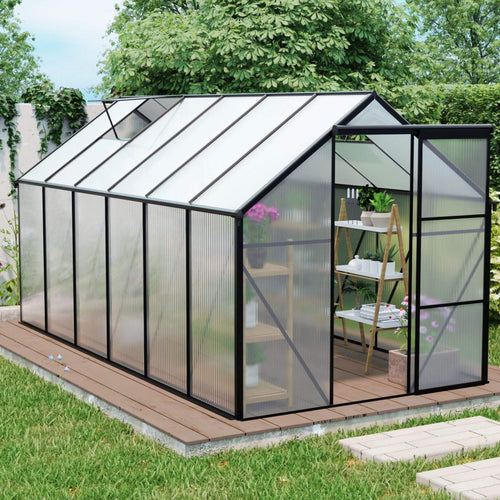 [06X12FT] Heavy-Duty Black Polycarbonate Greenhouse With Raised Base And Anchor (SAK92451) – SAKSBY WHOLESALE