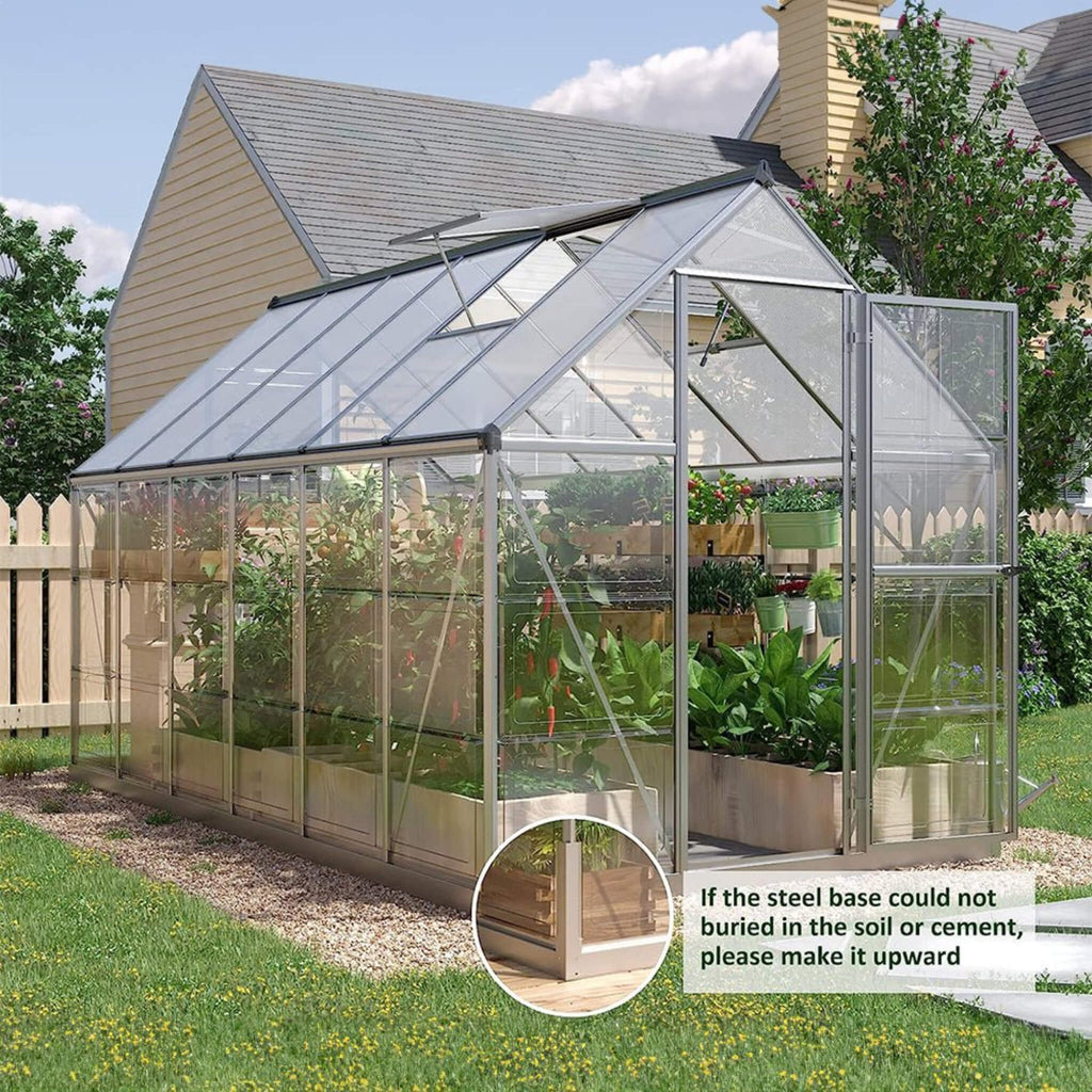 [06X12FT] Heavy-Duty Outdoor Aluminum Polycarbonate Walk-In Greenhouse With Lockable Hinged Door (SAK85247) – SAKSBY WHOLESAL