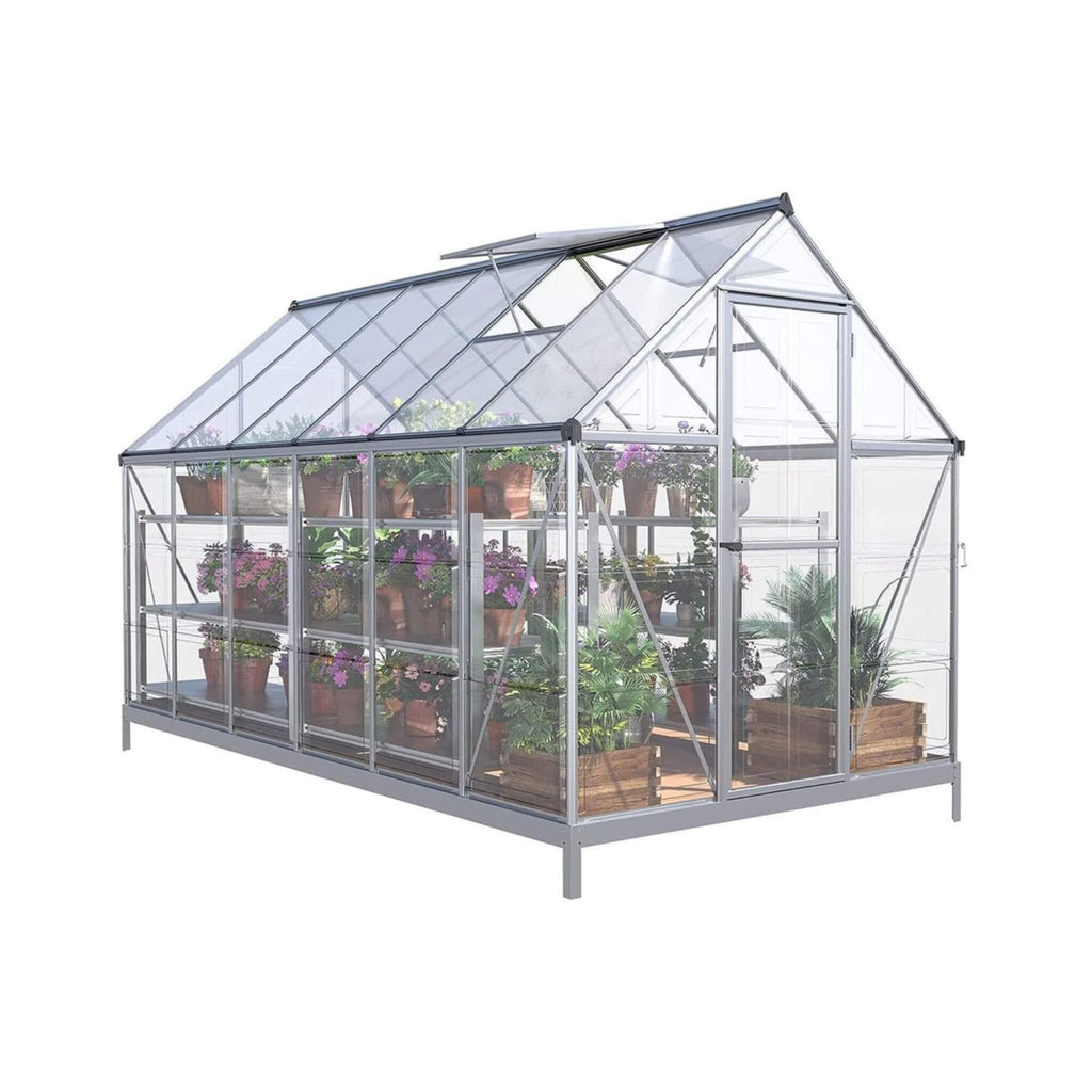 [06X12FT] Heavy-Duty Outdoor Aluminum Polycarbonate Walk-In Greenhouse With Lockable Hinged Door (SAK85247) – SAKSBY WHOLESAL
