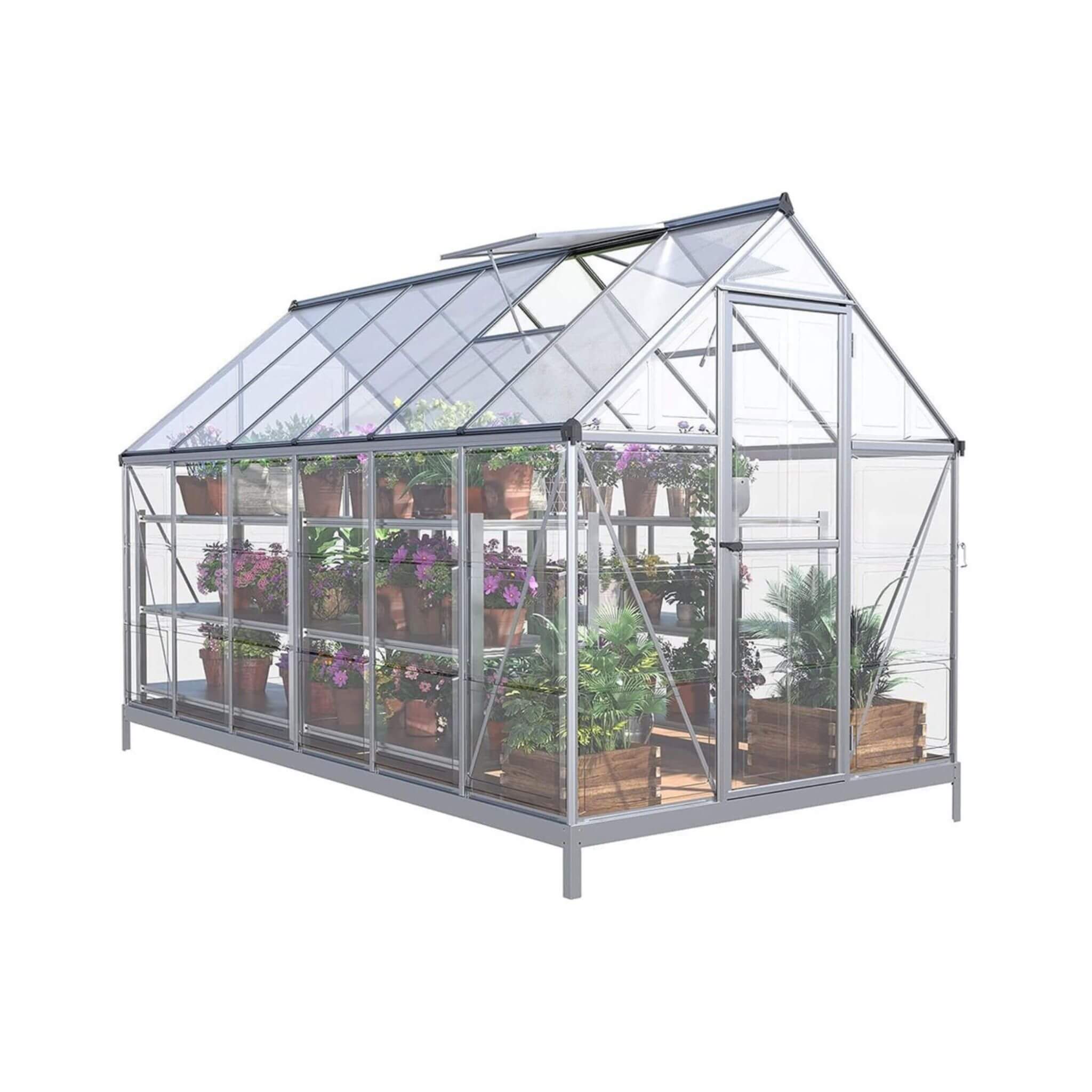 [06X12FT] Heavy-Duty Outdoor Aluminum Polycarbonate Walk-In Greenhouse With Lockable Hinged Door (SAK85247) – SAKSBY WHOLESAL
