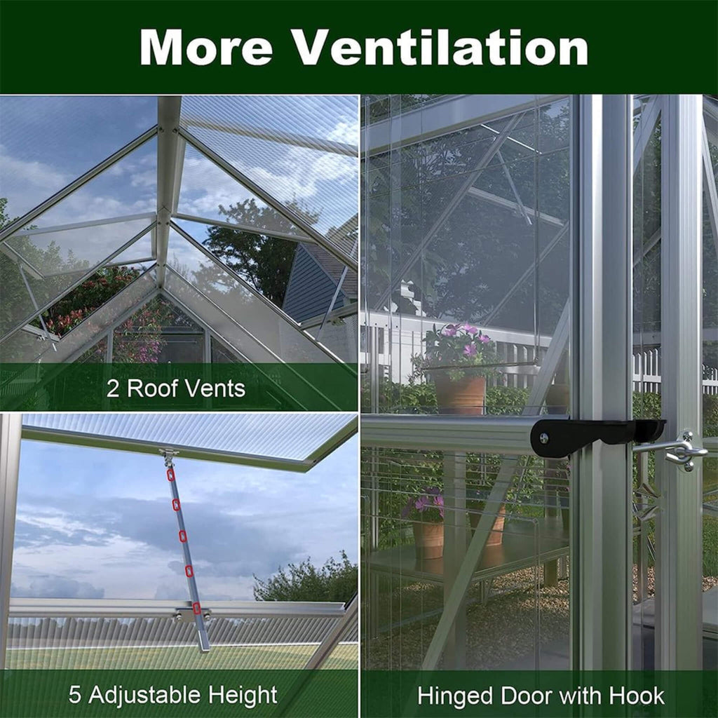 [06X12FT] Heavy-Duty Outdoor Aluminum Polycarbonate Walk-In Greenhouse With Lockable Hinged Door (SAK85247) – SAKSBY WHOLESAL